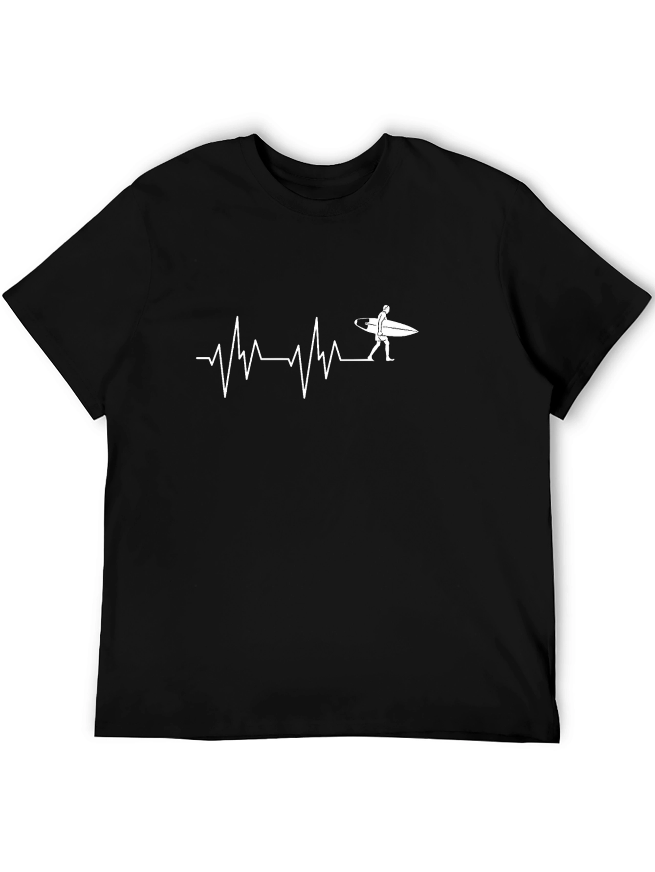 Surfer Heartbeat Graphic Tee - Black