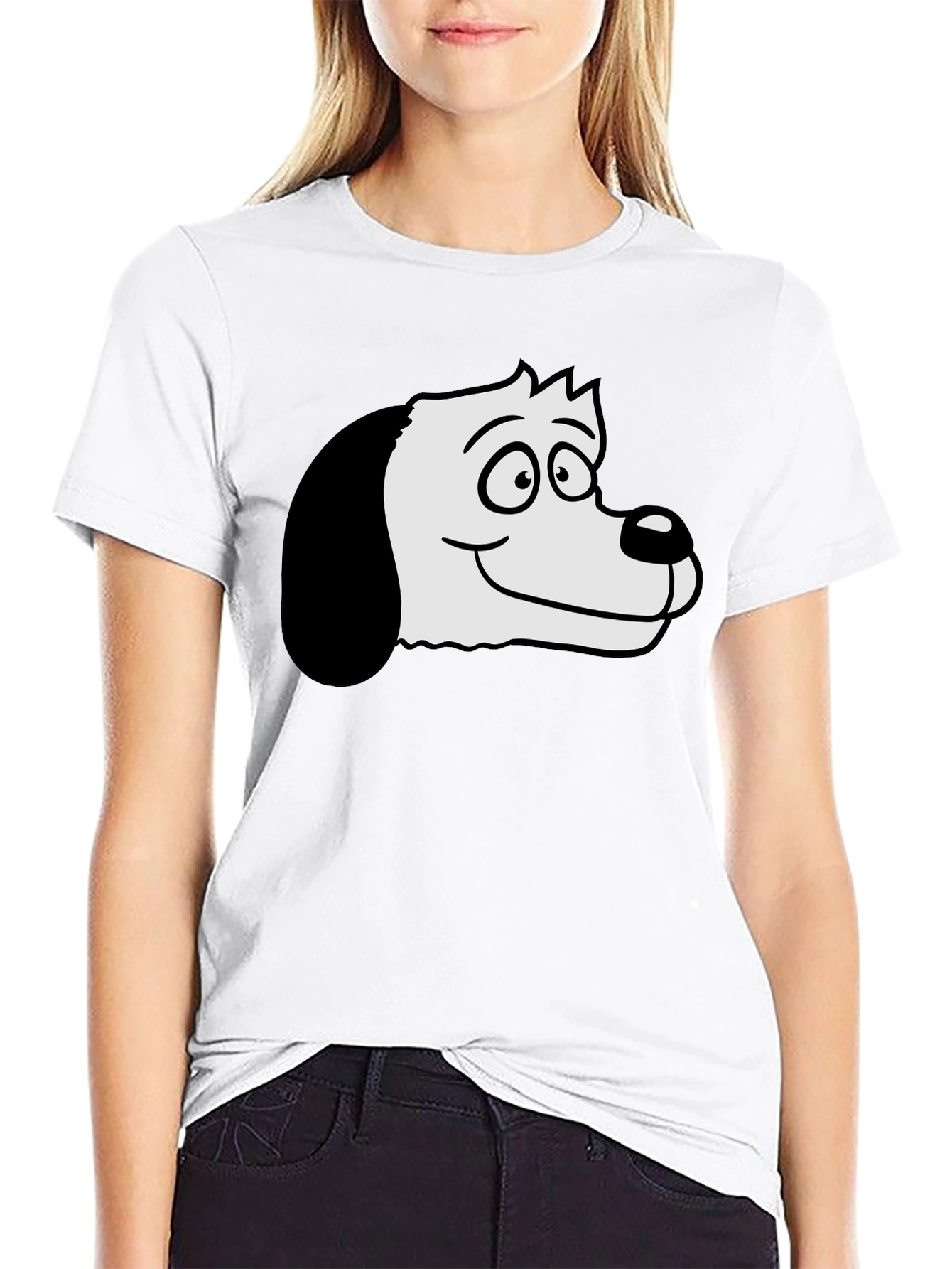 Cartoon Dog Graphic Black T-Shirt
