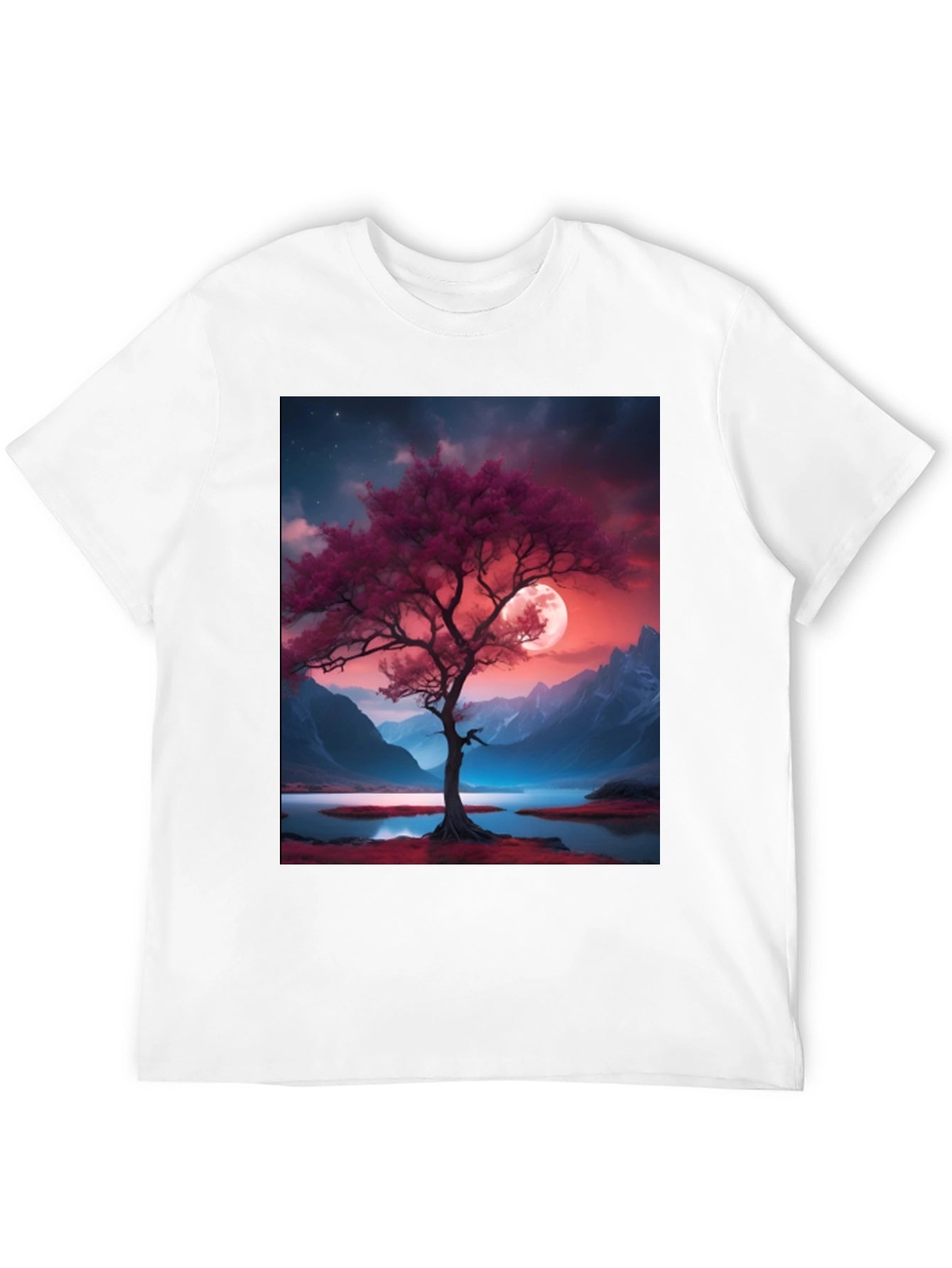 Tree & Moon Graphic Tee - Nature Inspired Design