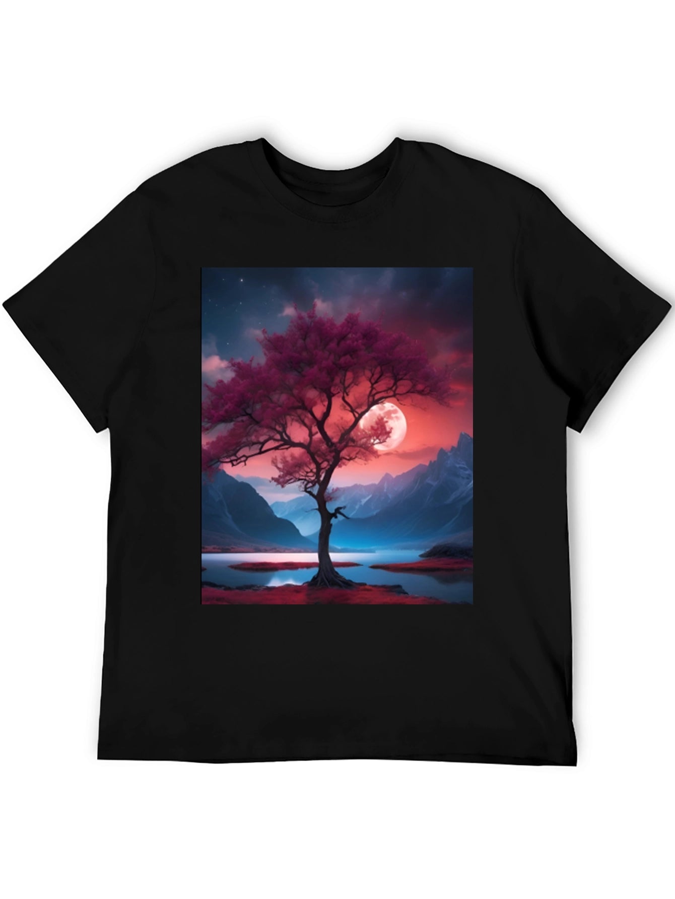Tree & Moon Graphic Tee - Nature Inspired Design
