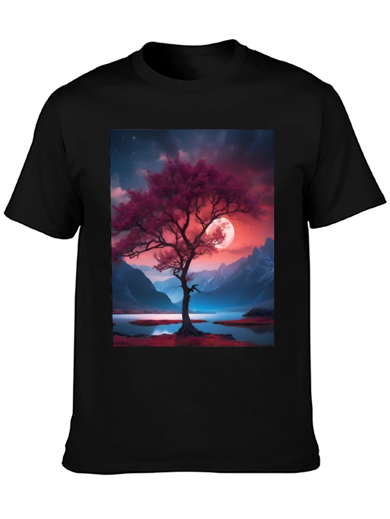 Tree & Moon Graphic Tee - Nature Inspired Design