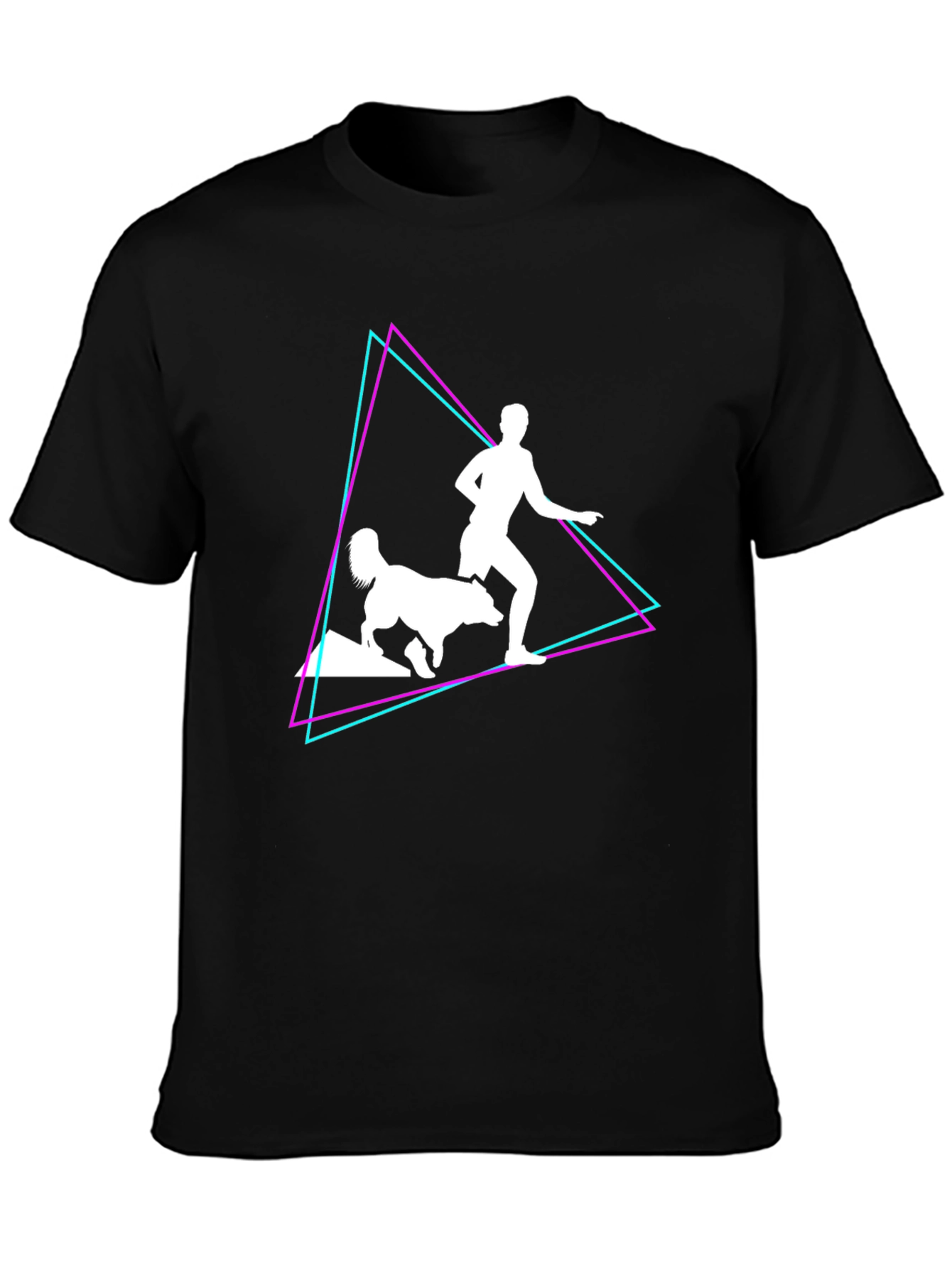 Retro Runner T-Shirt: Man and Dog Graphic Tee