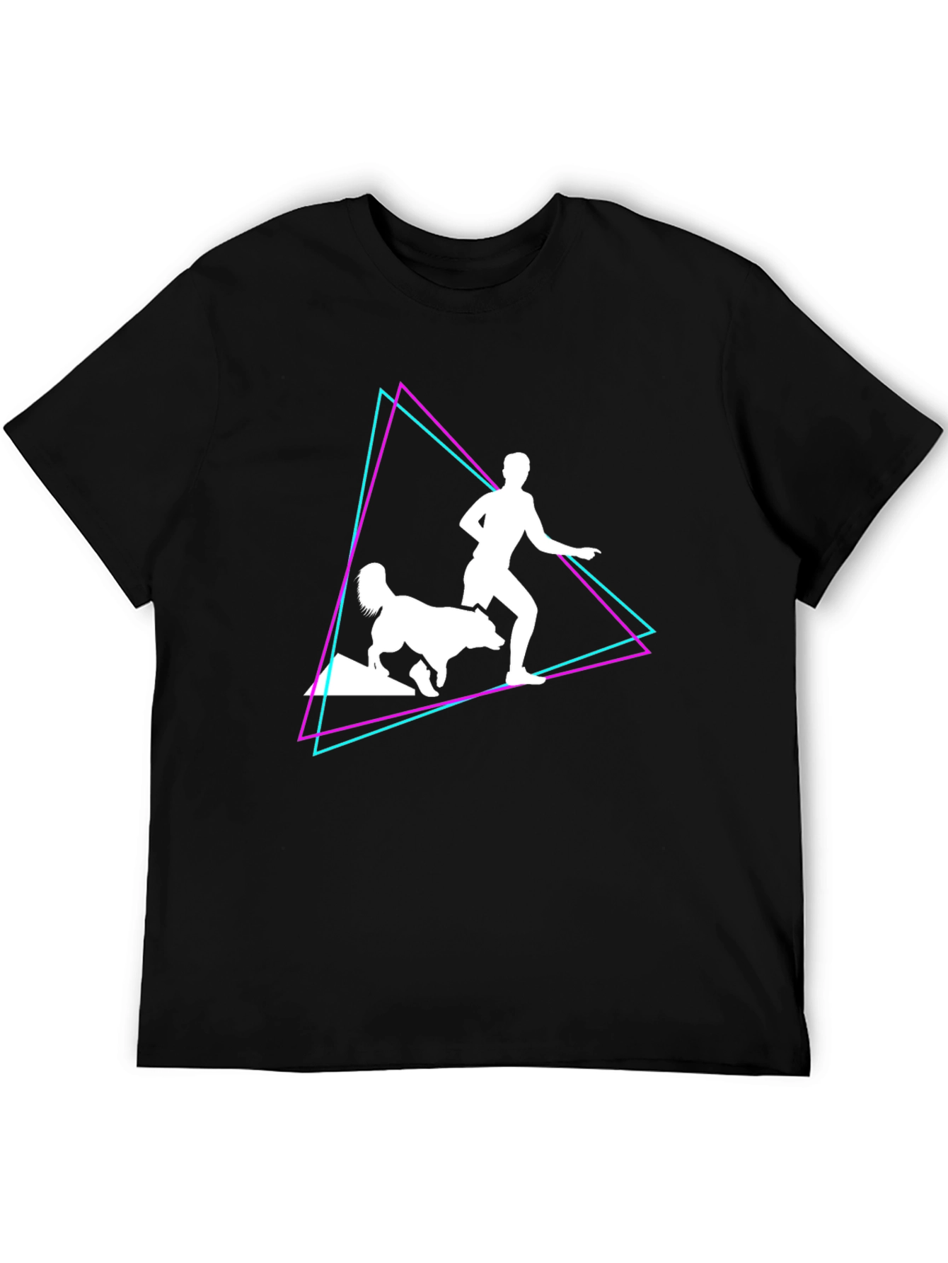 Retro Runner T-Shirt: Man and Dog Graphic Tee