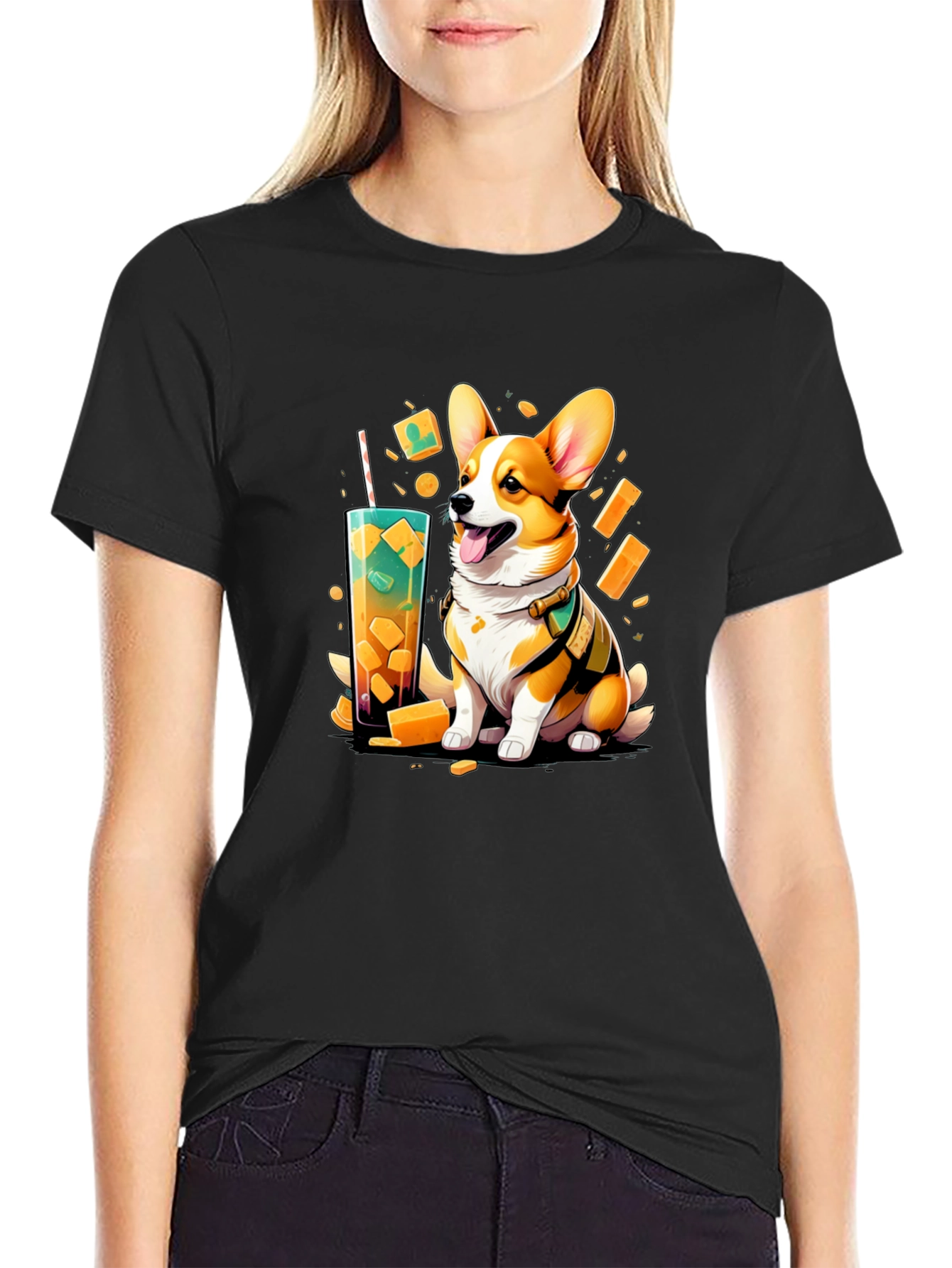 Corgi Boba Tea Graphic T-Shirt