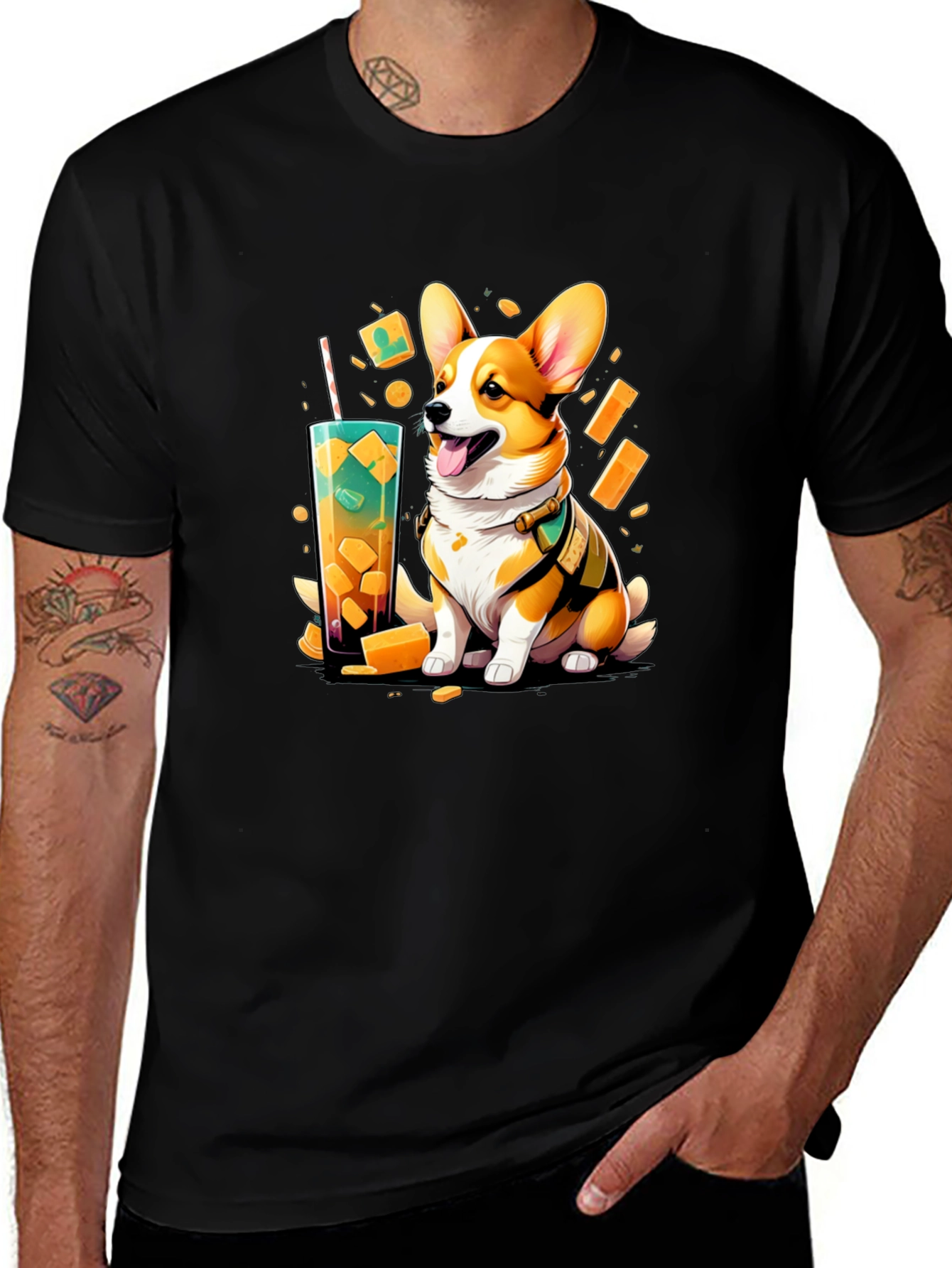 Corgi Boba Tea Graphic T-Shirt