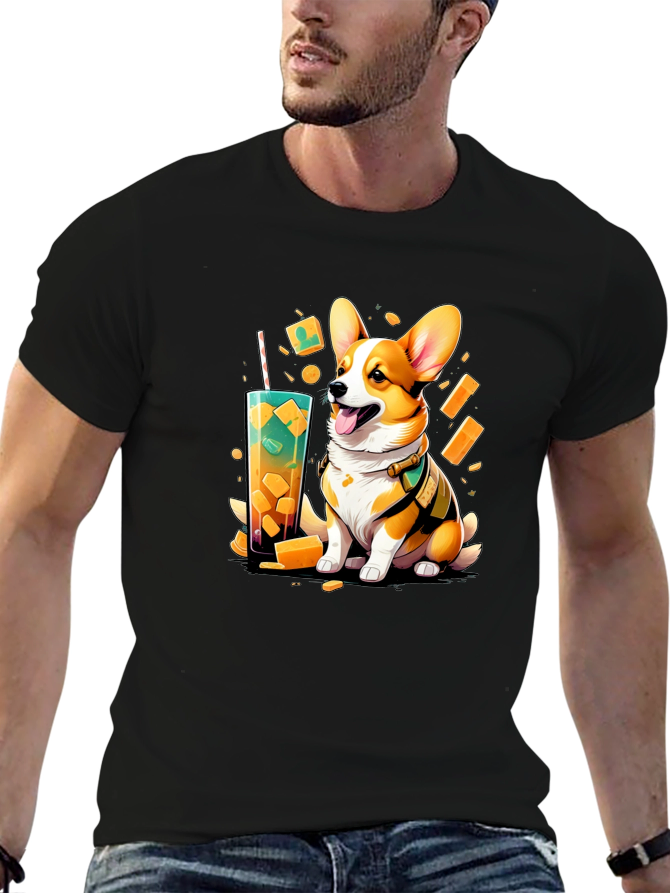 Corgi Boba Tea Graphic T-Shirt