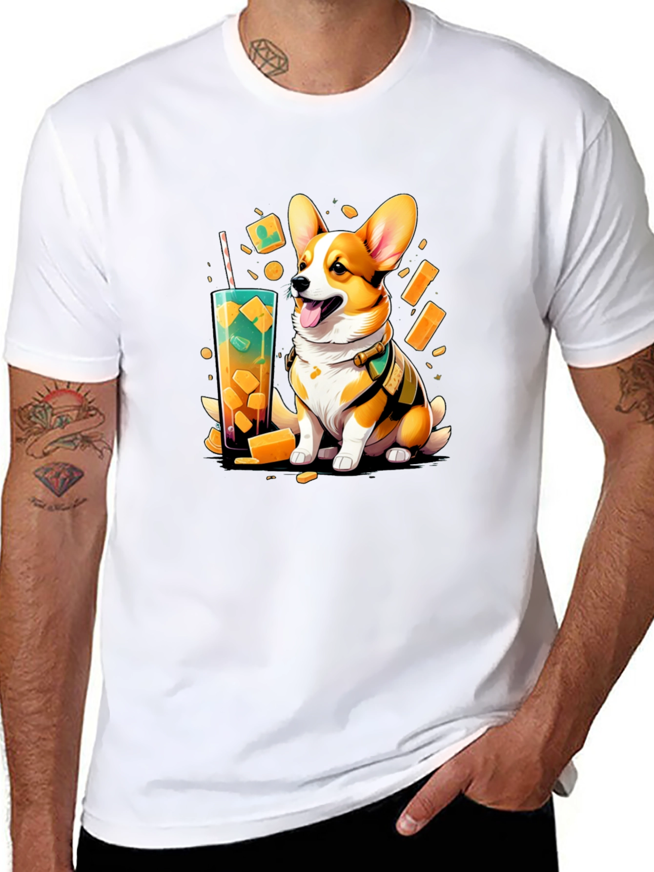 Corgi Boba Tea Graphic T-Shirt