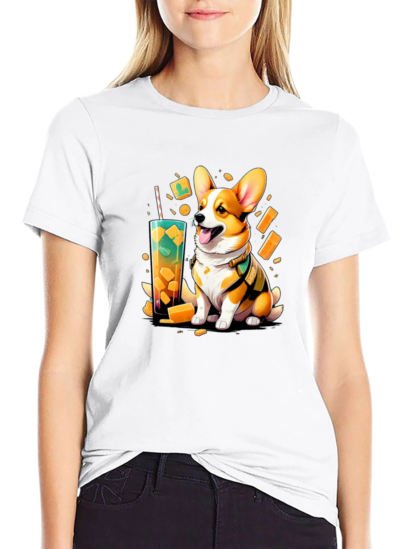 Corgi Boba Tea Graphic T-Shirt