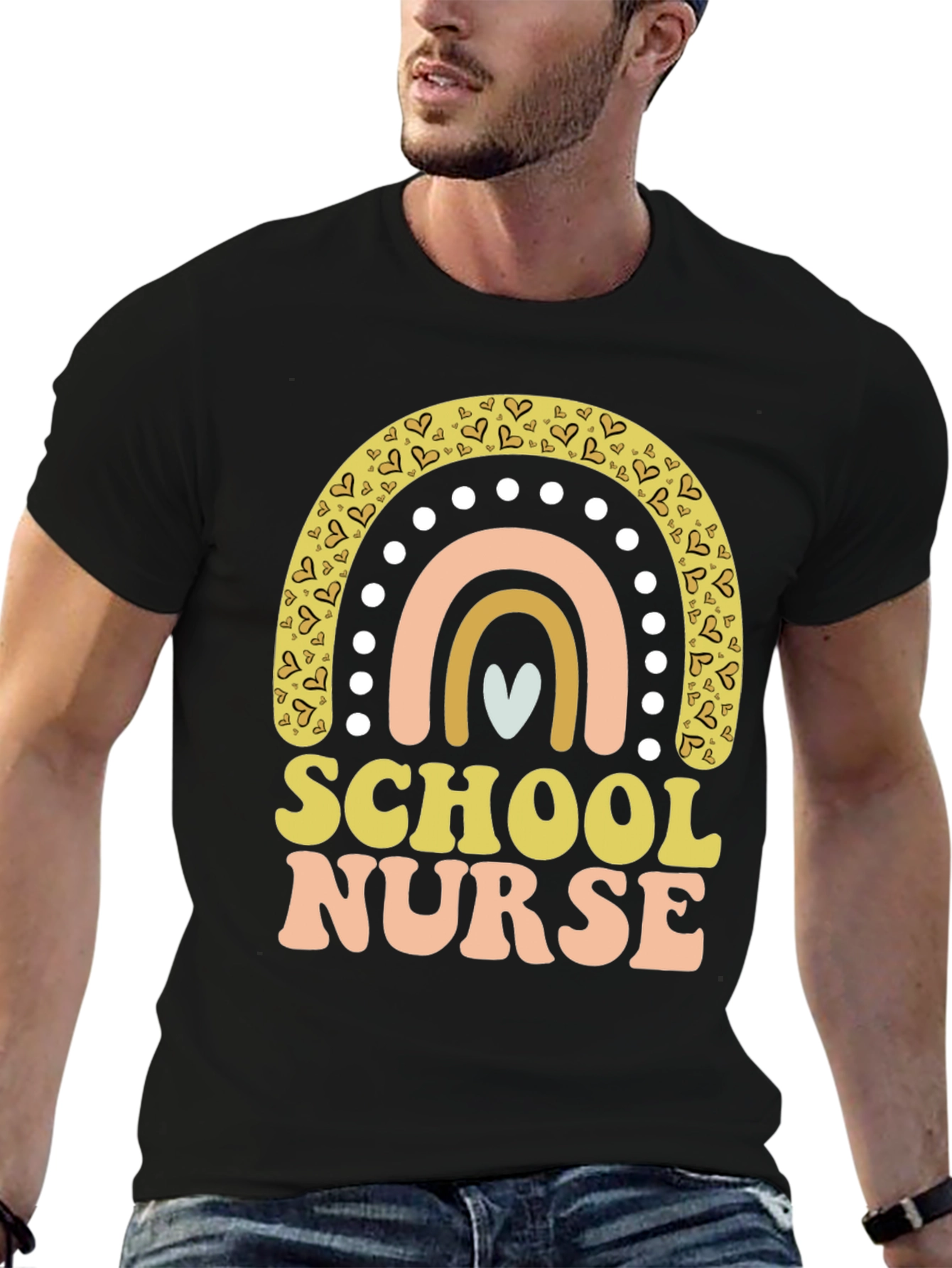 School Nurse Rainbow Heart T-Shirt