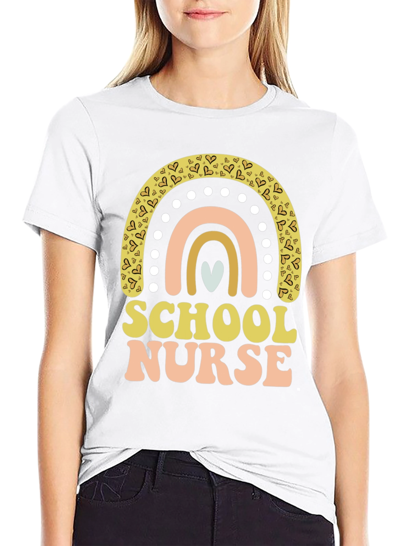 School Nurse Rainbow Heart T-Shirt