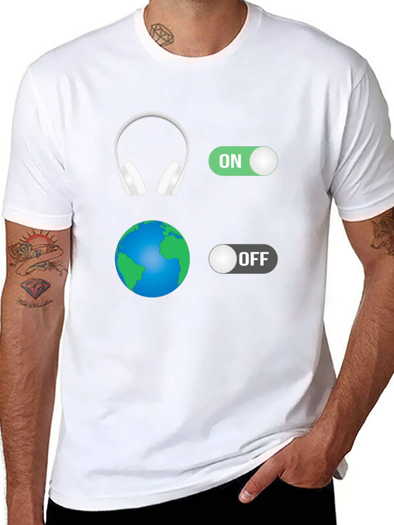 Headphones On World Off Graphic T-Shirt