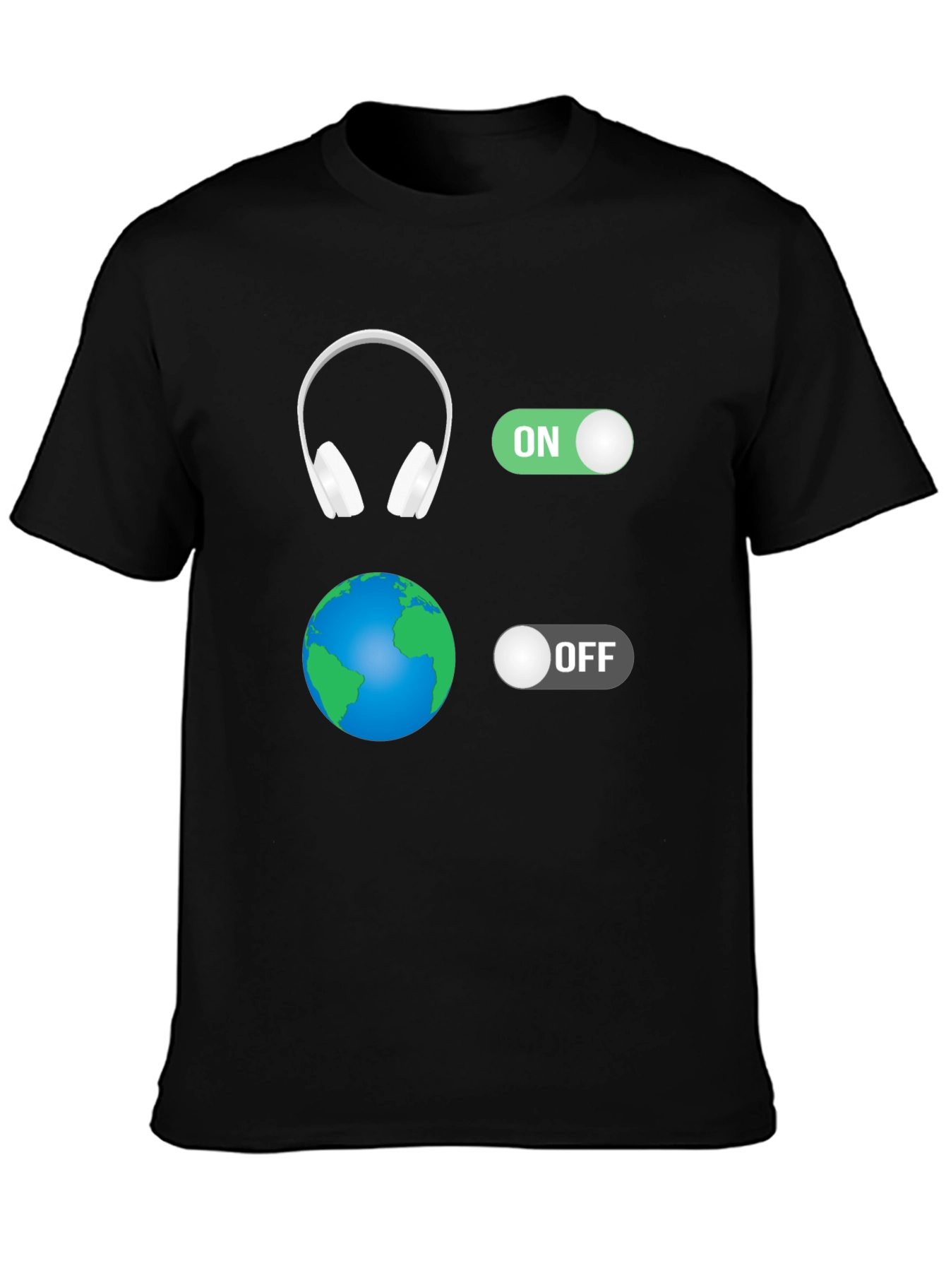 Headphones On World Off Graphic T-Shirt