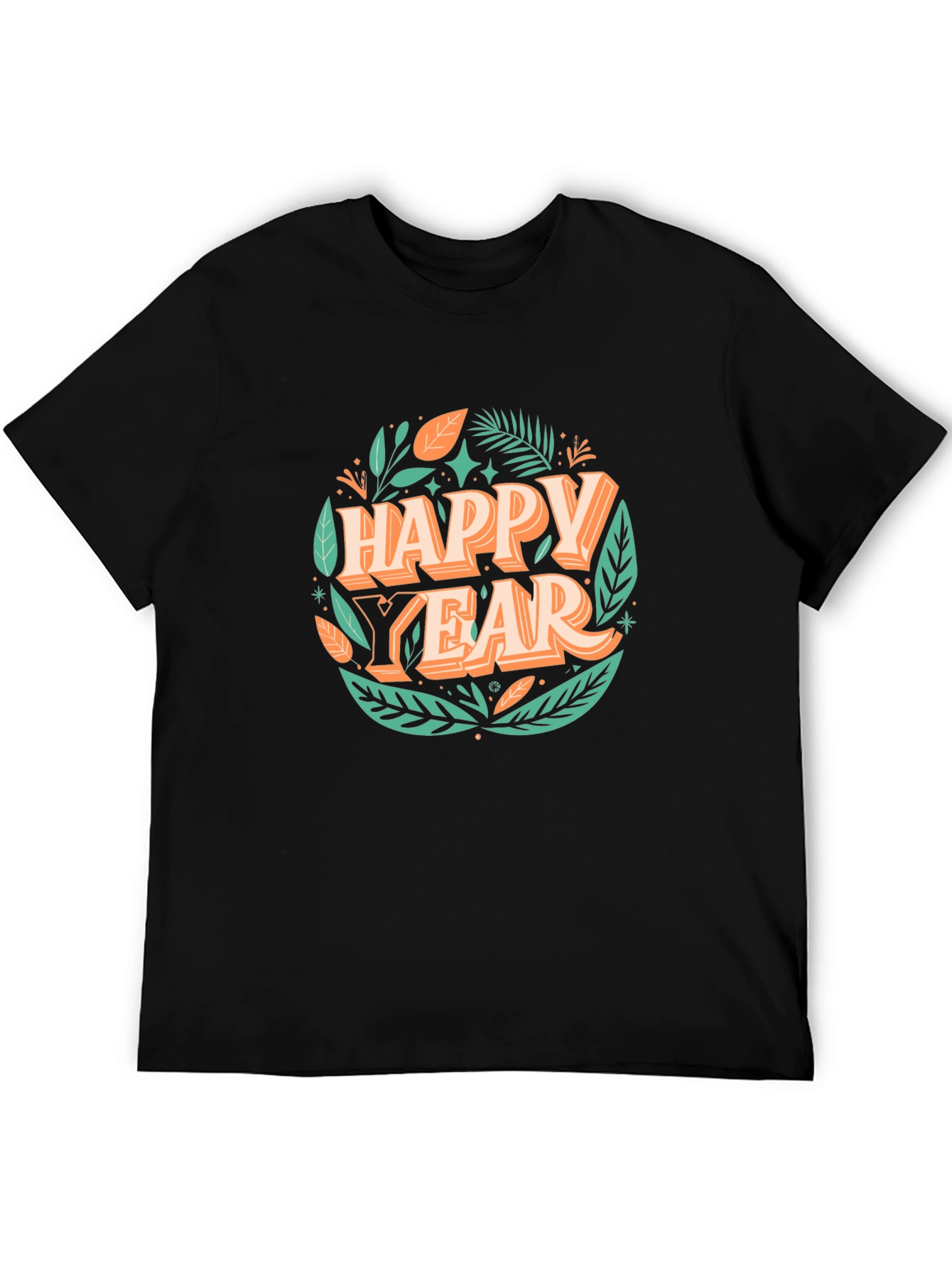 Happy Year Black T-Shirt - Festive Holiday Design