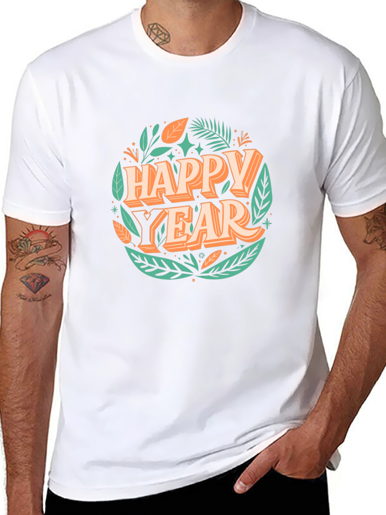 Happy Year Black T-Shirt - Festive Holiday Design