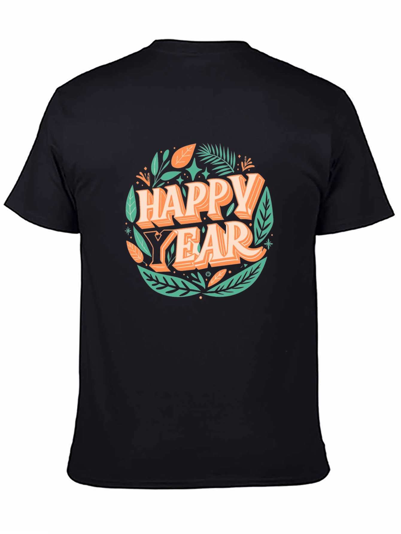 Happy Year Black T-Shirt - Festive Holiday Design
