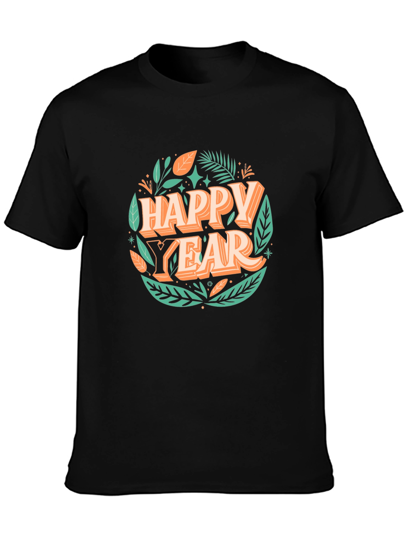 Happy Year Black T-Shirt - Festive Holiday Design