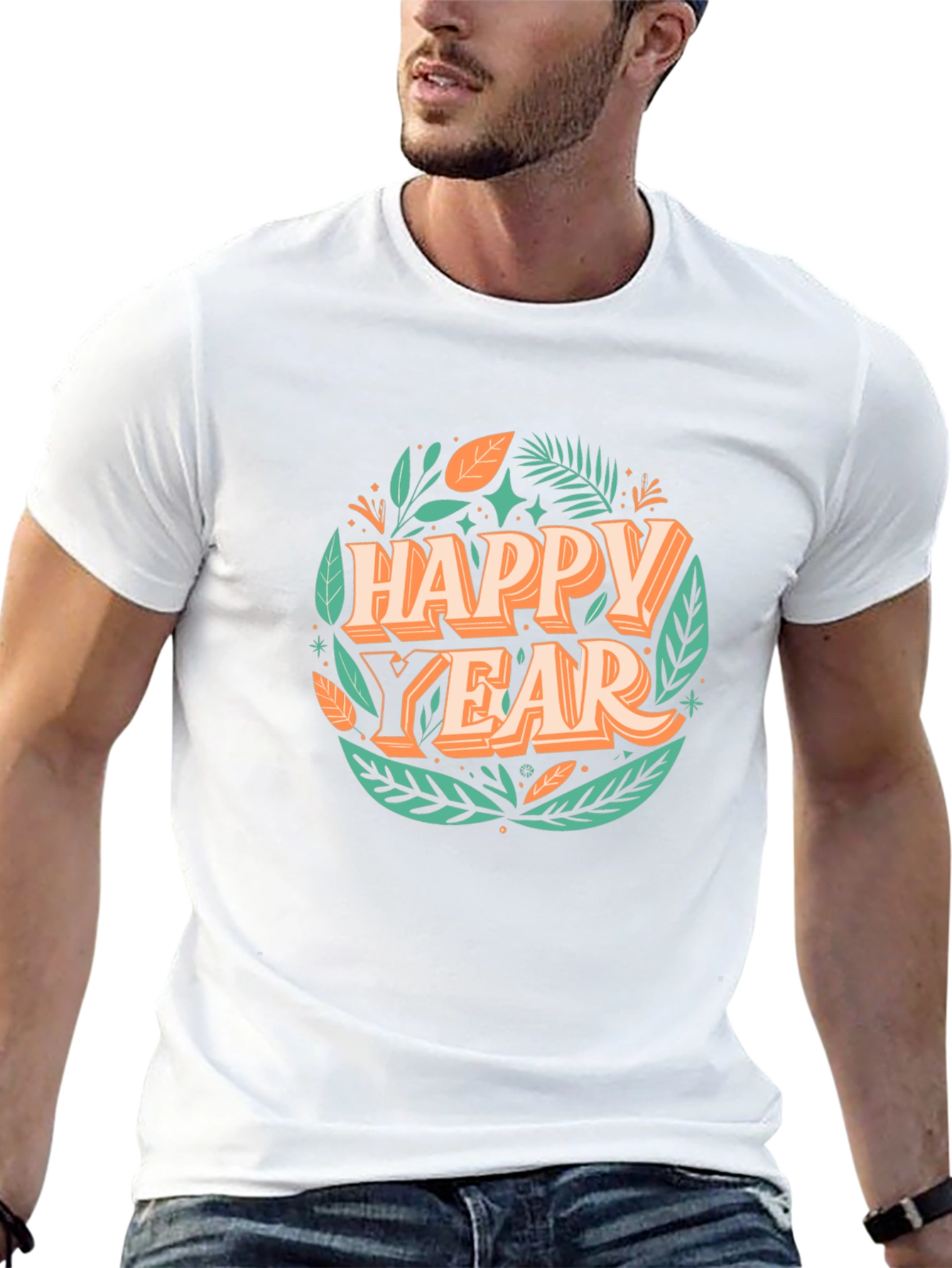 Happy Year Black T-Shirt - Festive Holiday Design