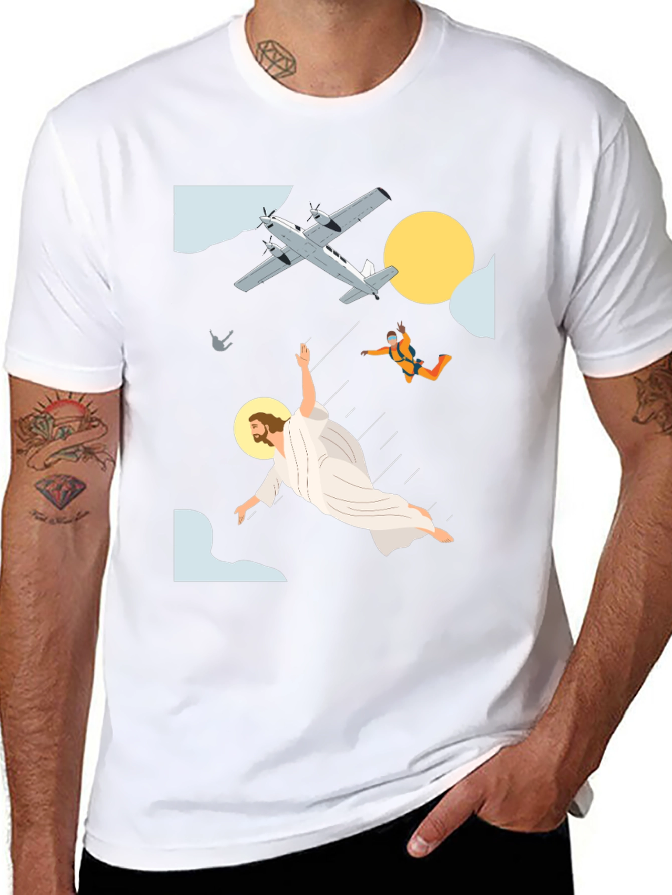 Skydiving Jesus Black T-Shirt