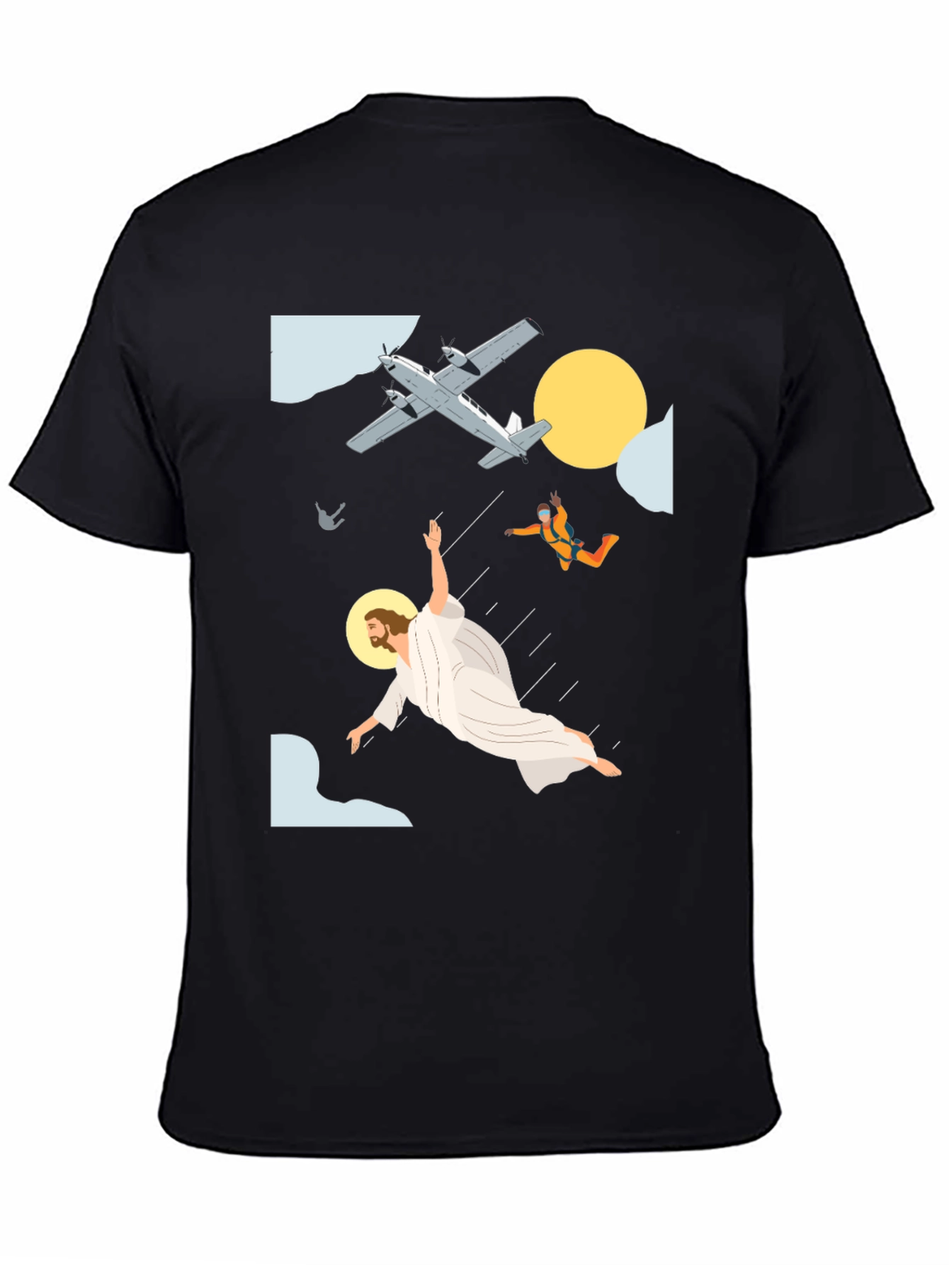 Skydiving Jesus Black T-Shirt