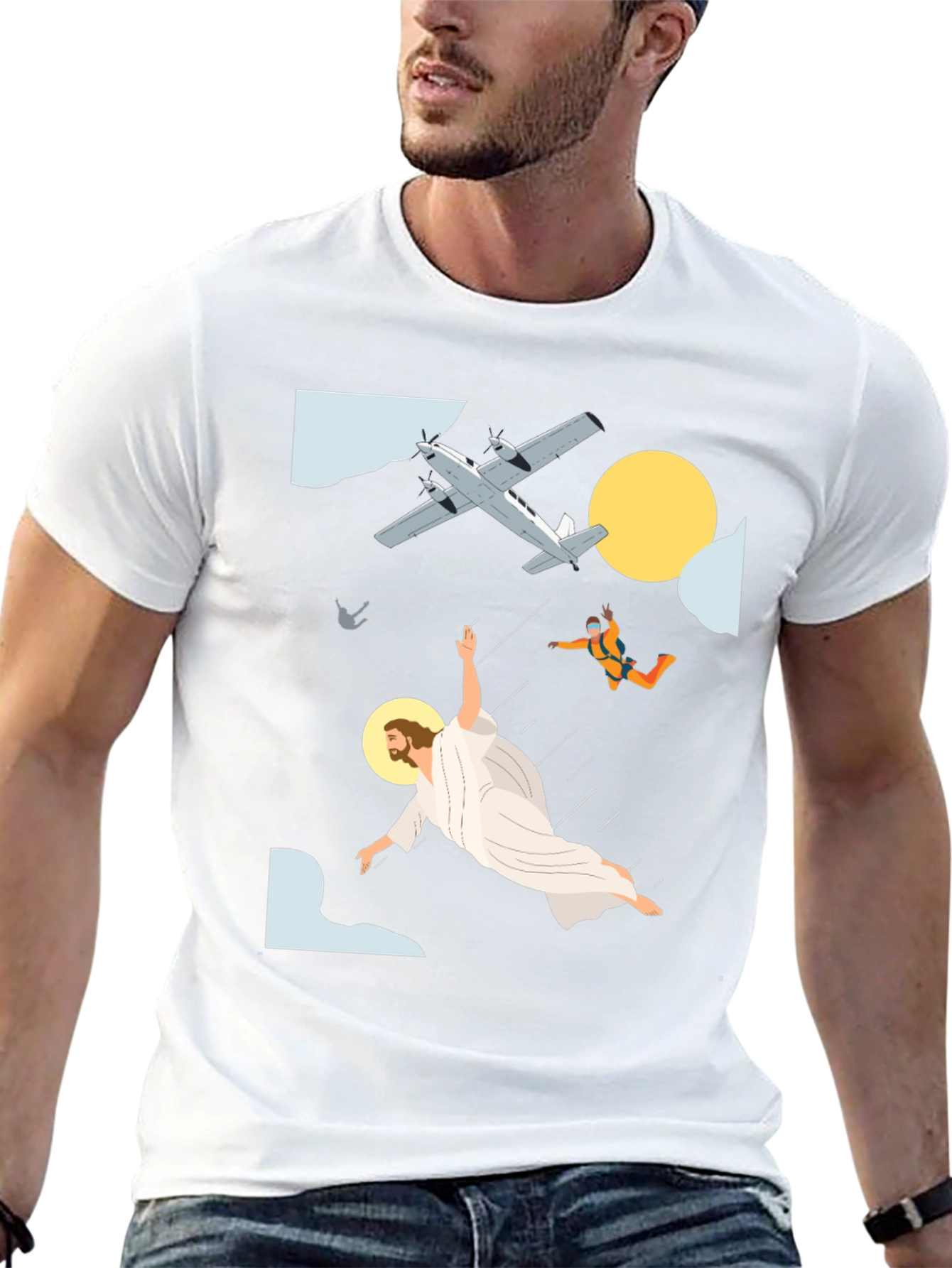 Skydiving Jesus Black T-Shirt