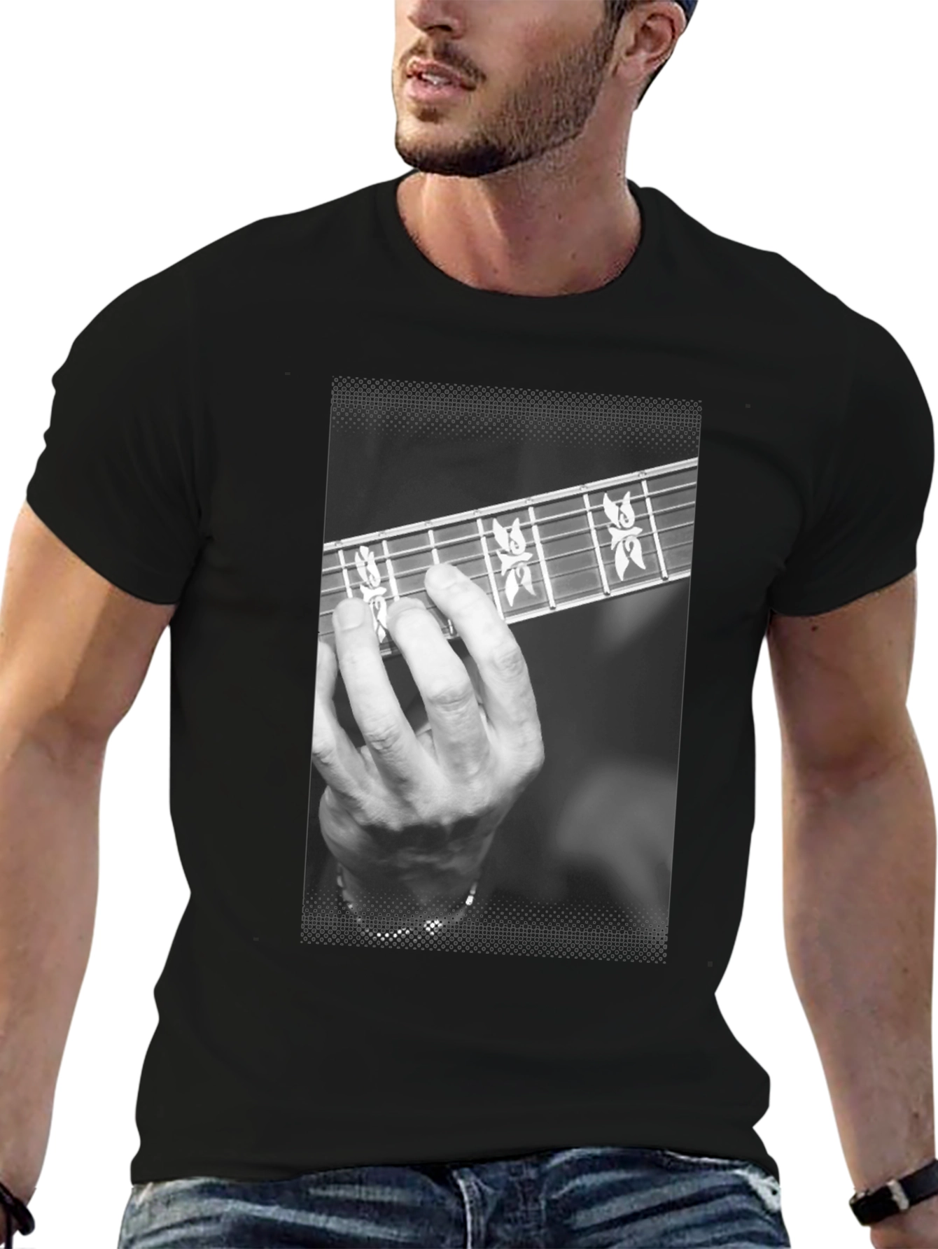 Black Guitar Player T-Shirt