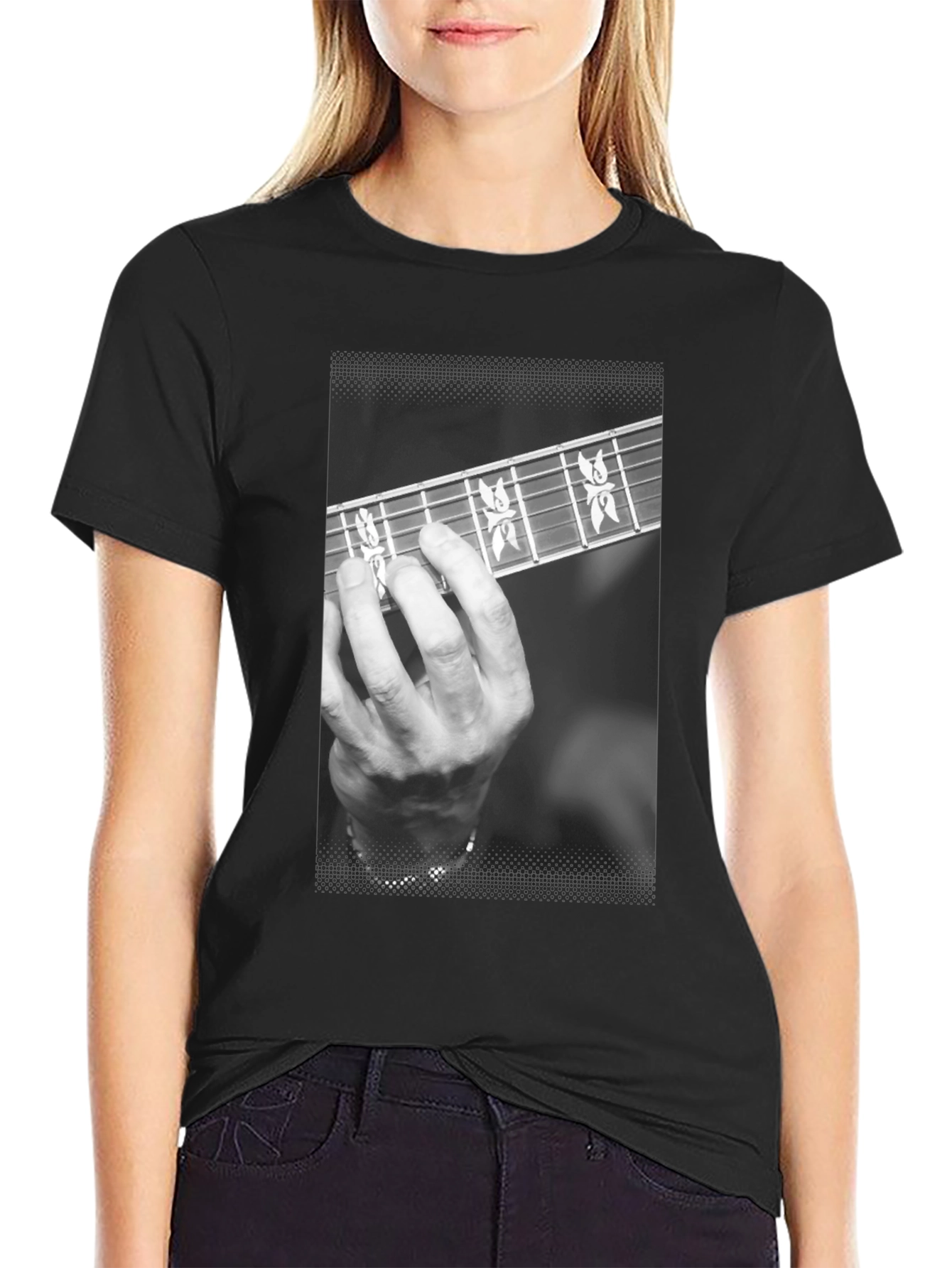Black Guitar Player T-Shirt