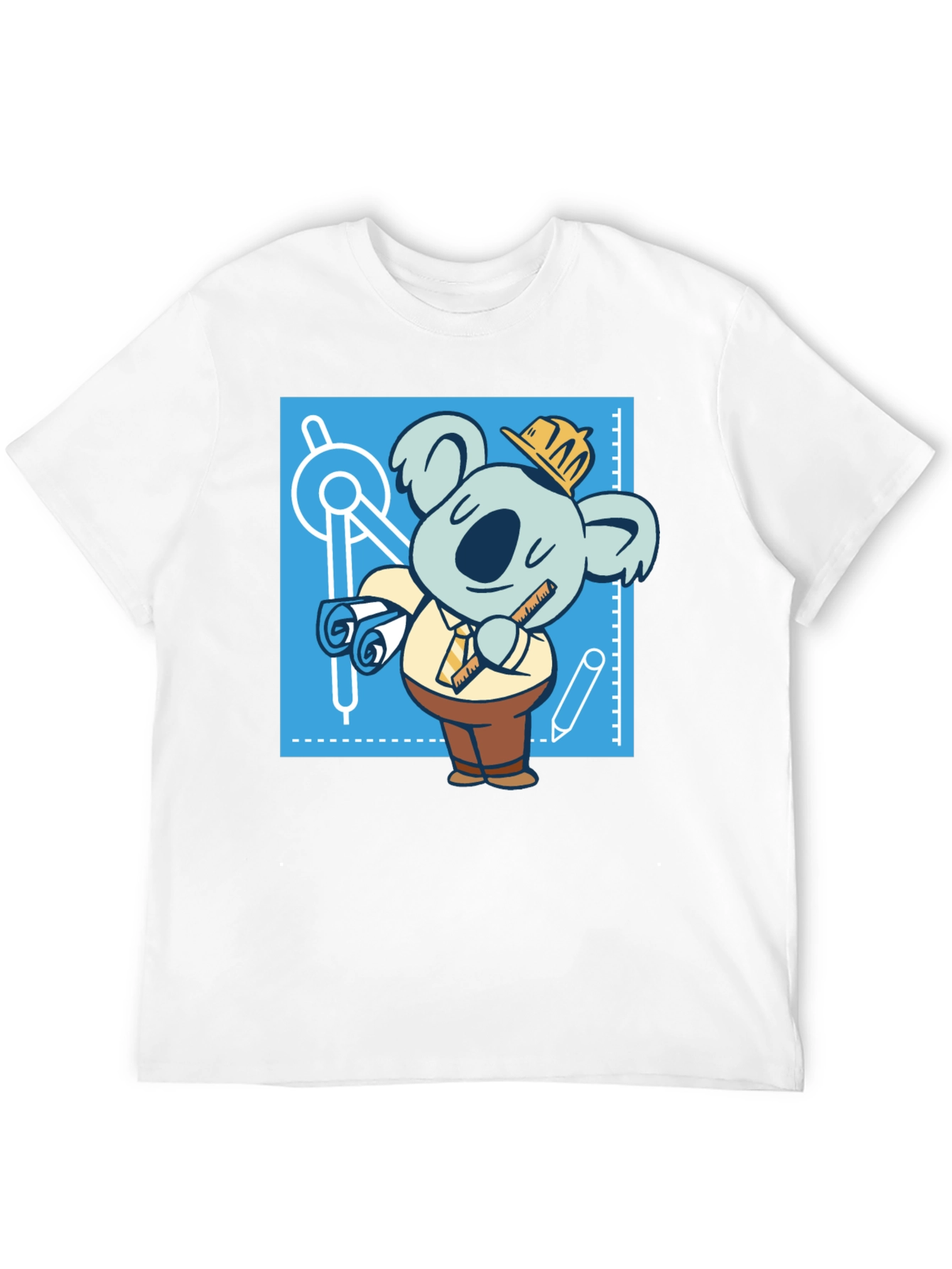 Architect Koala T-Shirt - Blueprint Design