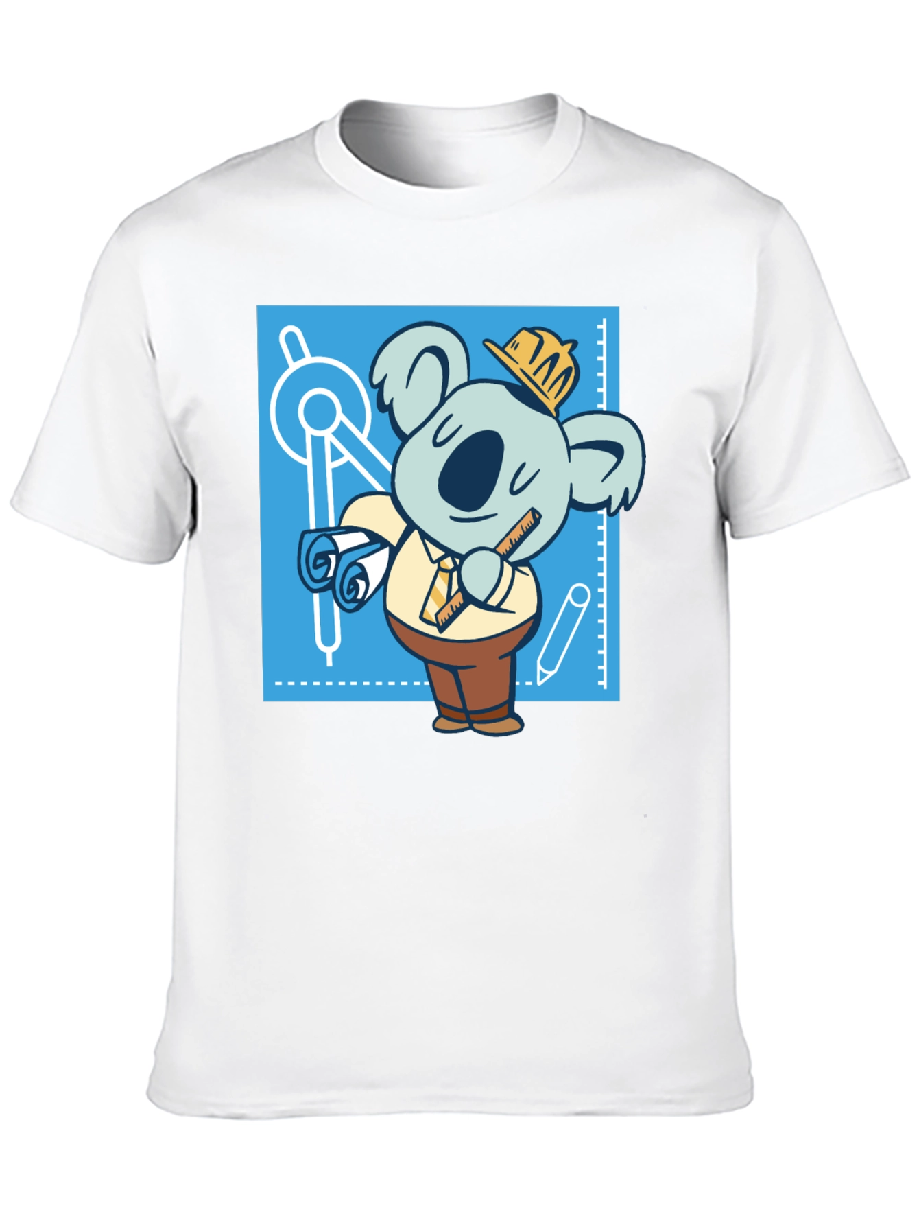 Architect Koala T-Shirt - Blueprint Design