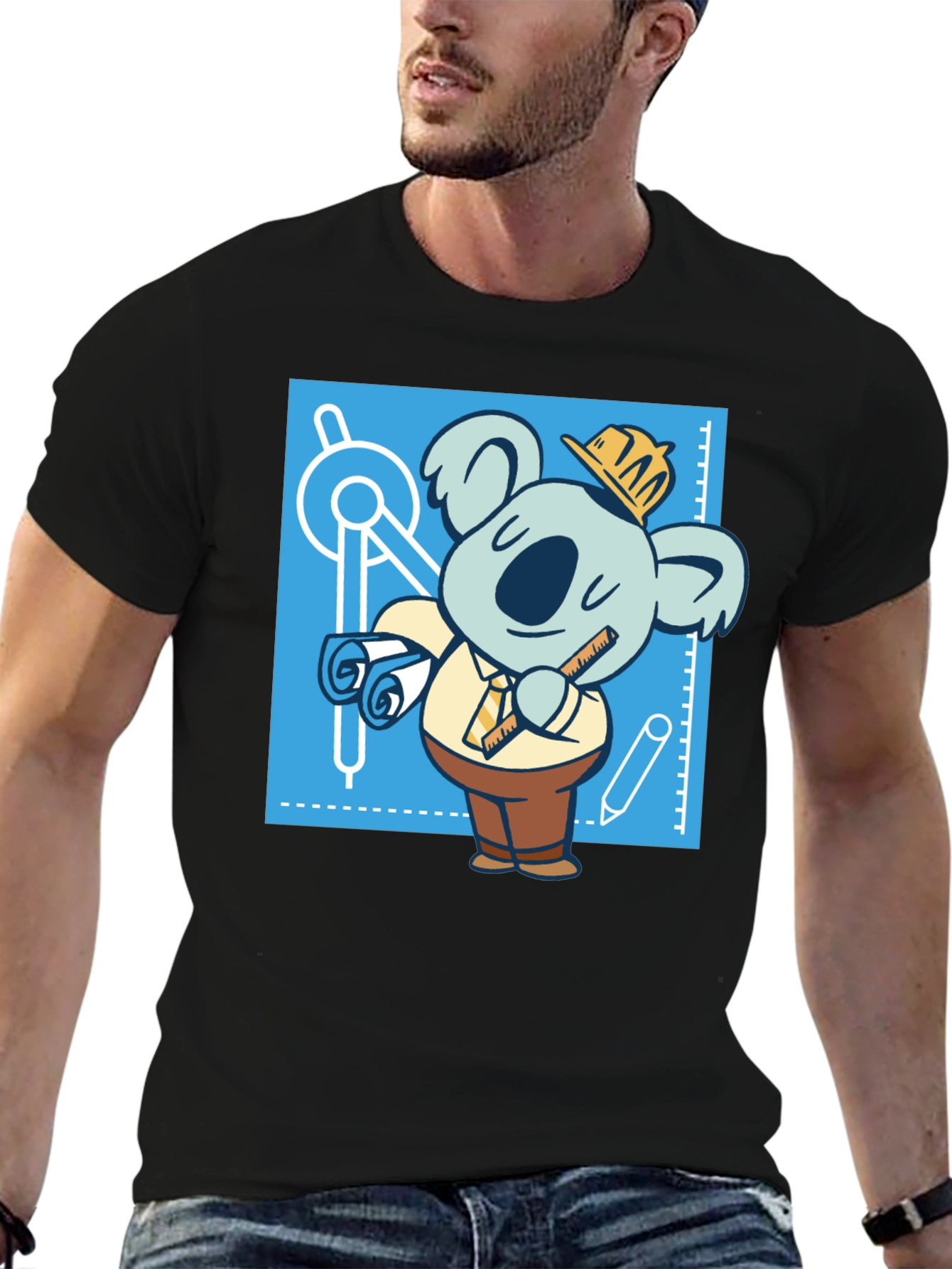 Architect Koala T-Shirt - Blueprint Design