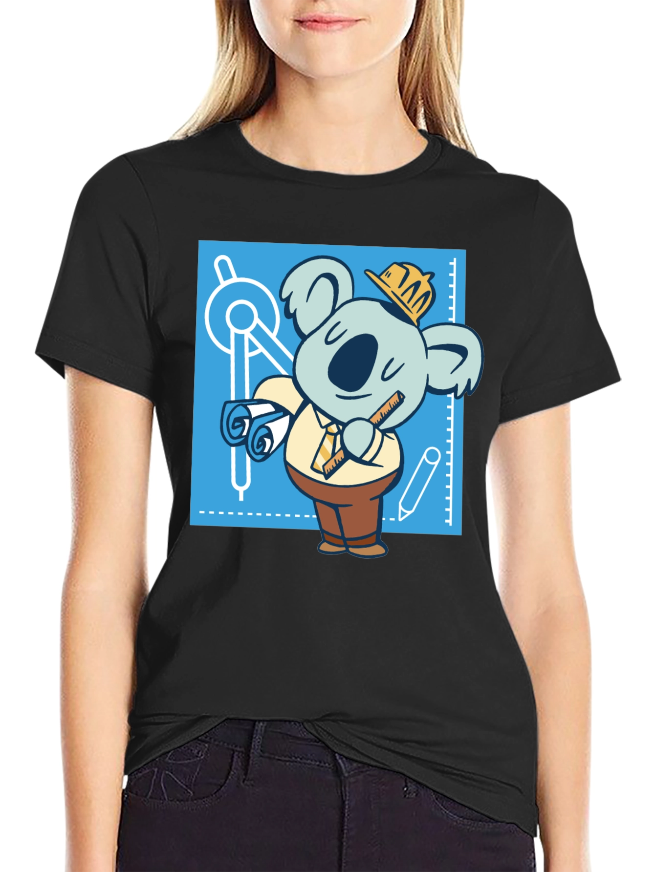 Architect Koala T-Shirt - Blueprint Design