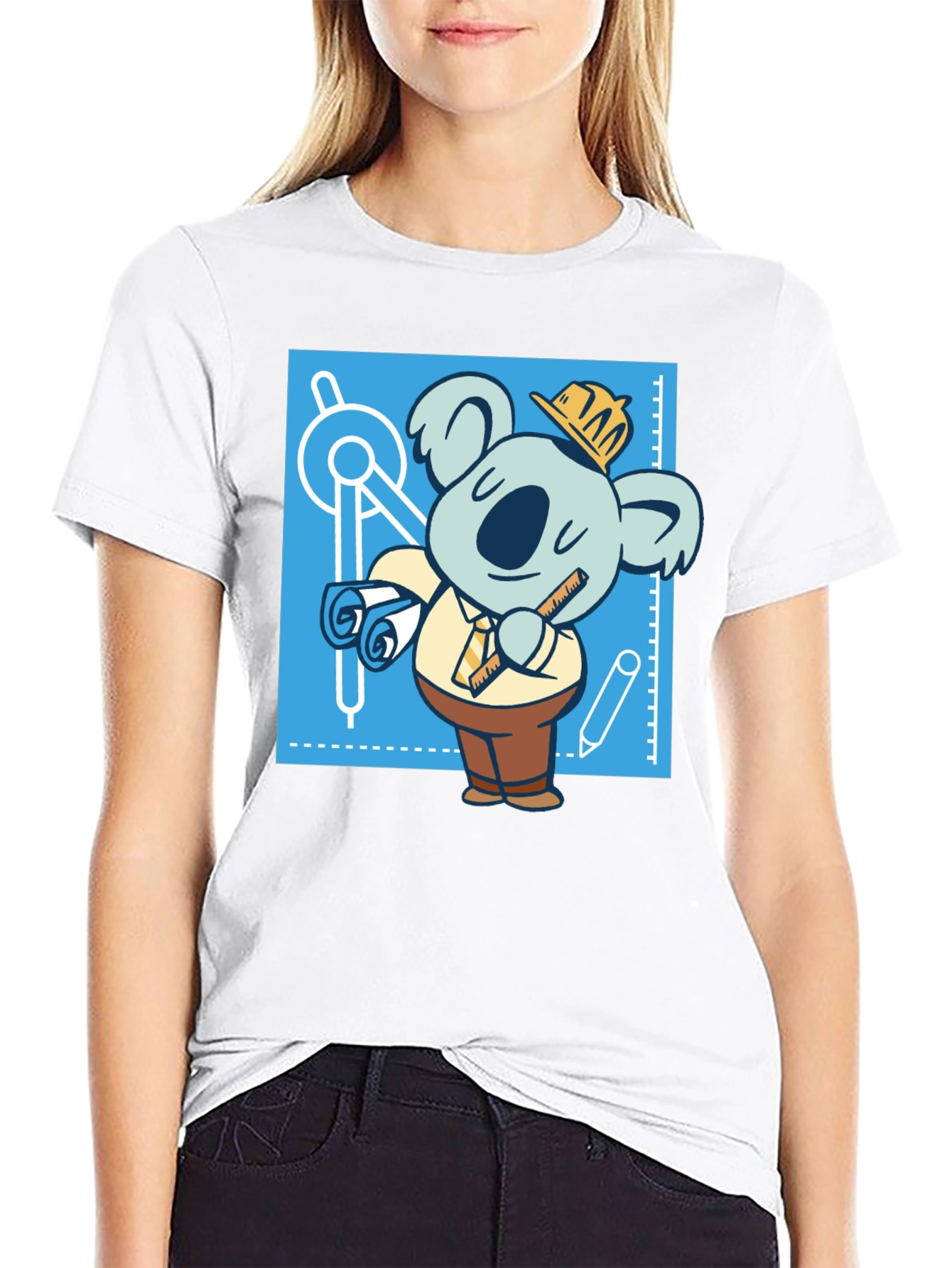 Architect Koala T-Shirt - Blueprint Design