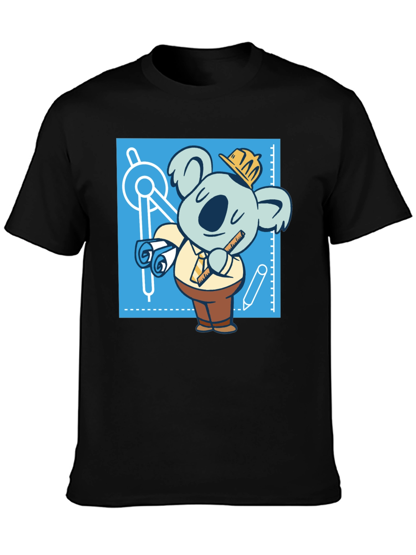 Architect Koala T-Shirt - Blueprint Design
