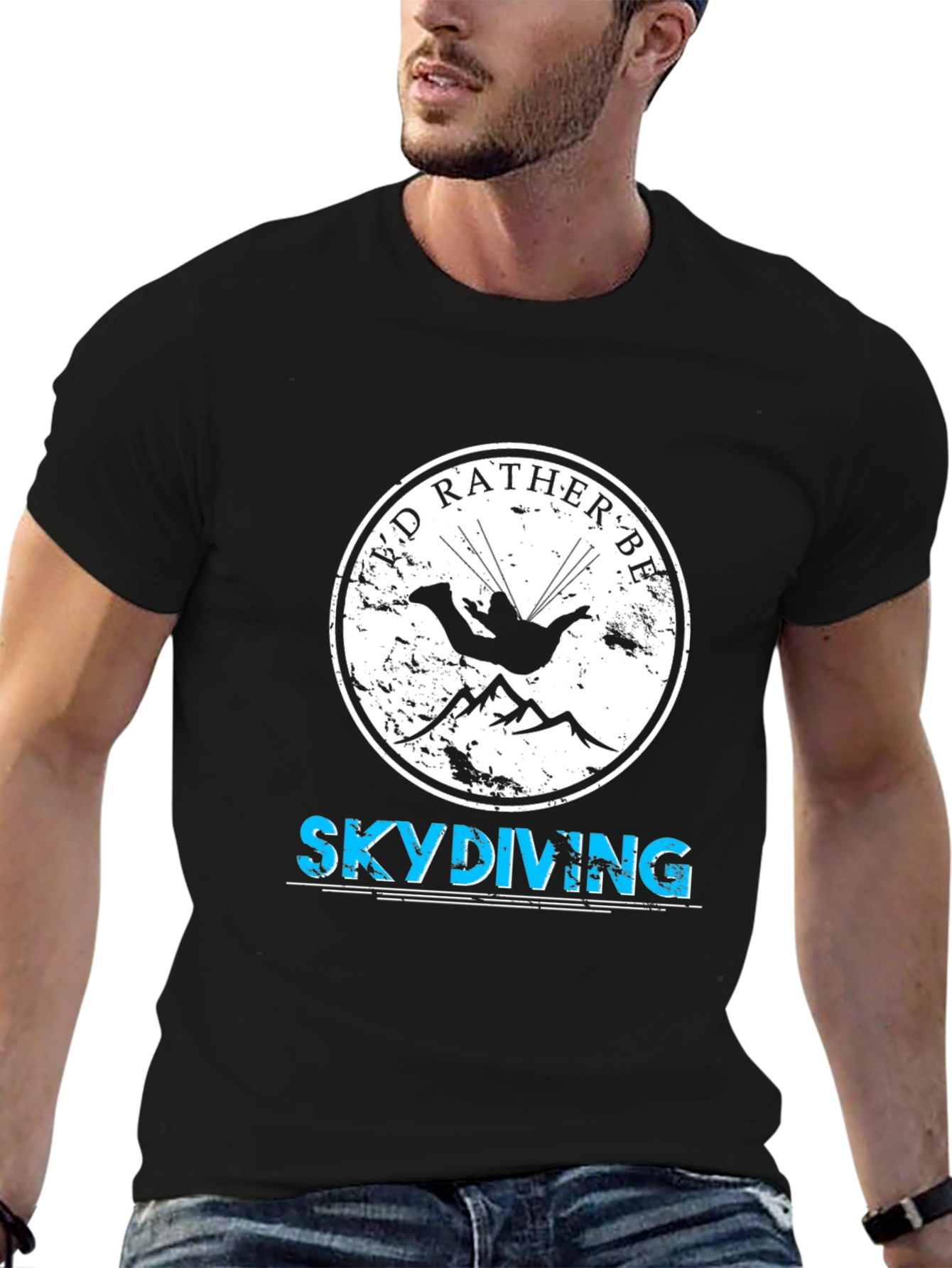 Skydiving T-Shirt - Id Rather Be Skydiving Black Tee