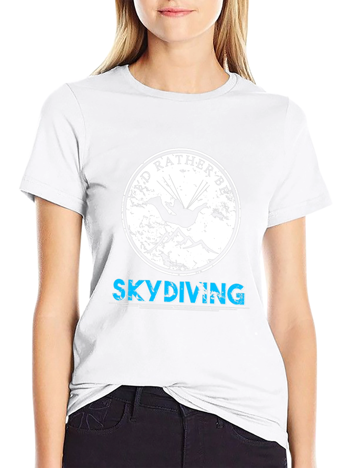 Skydiving T-Shirt - Id Rather Be Skydiving Black Tee
