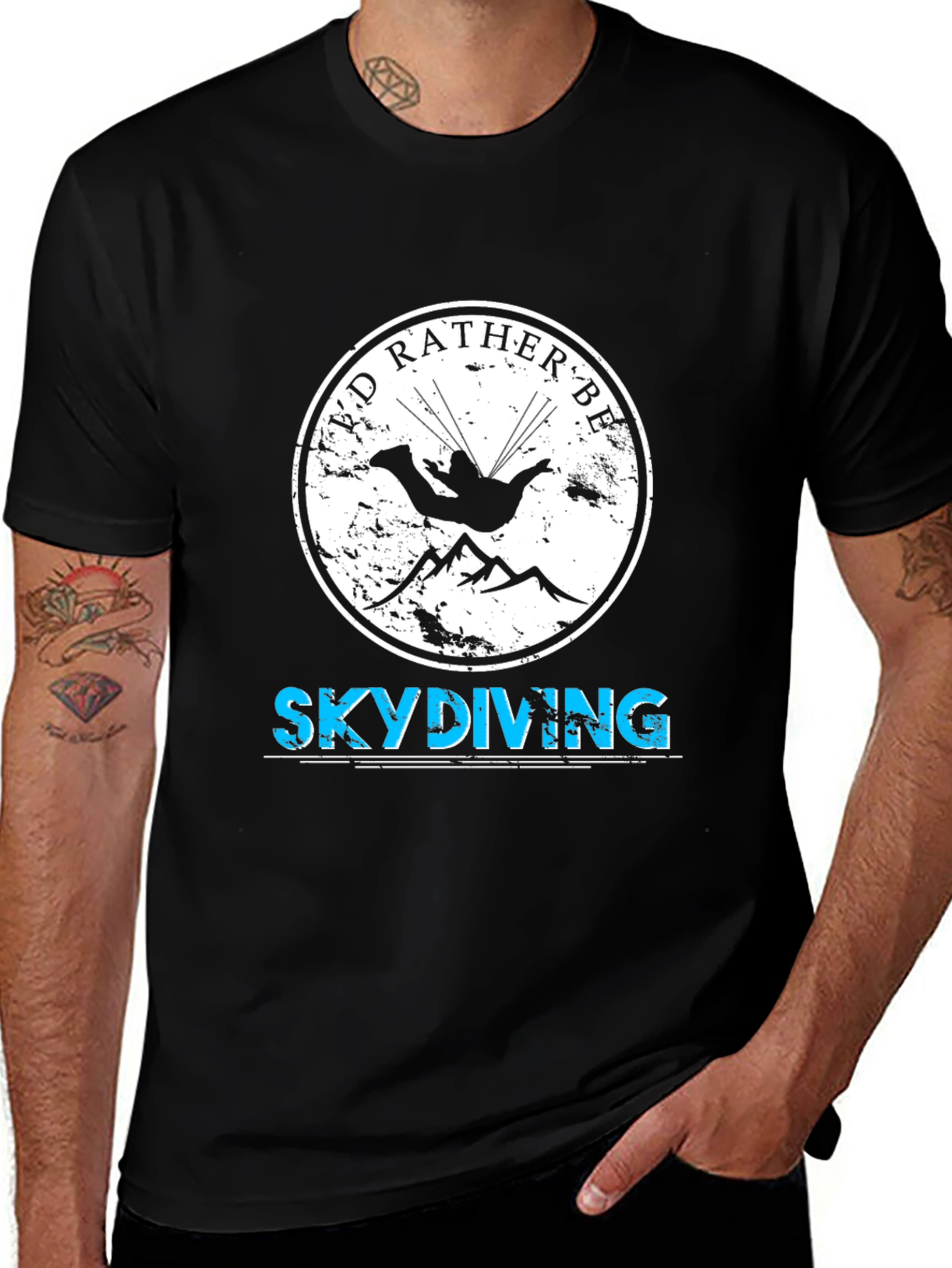 Skydiving T-Shirt - Id Rather Be Skydiving Black Tee