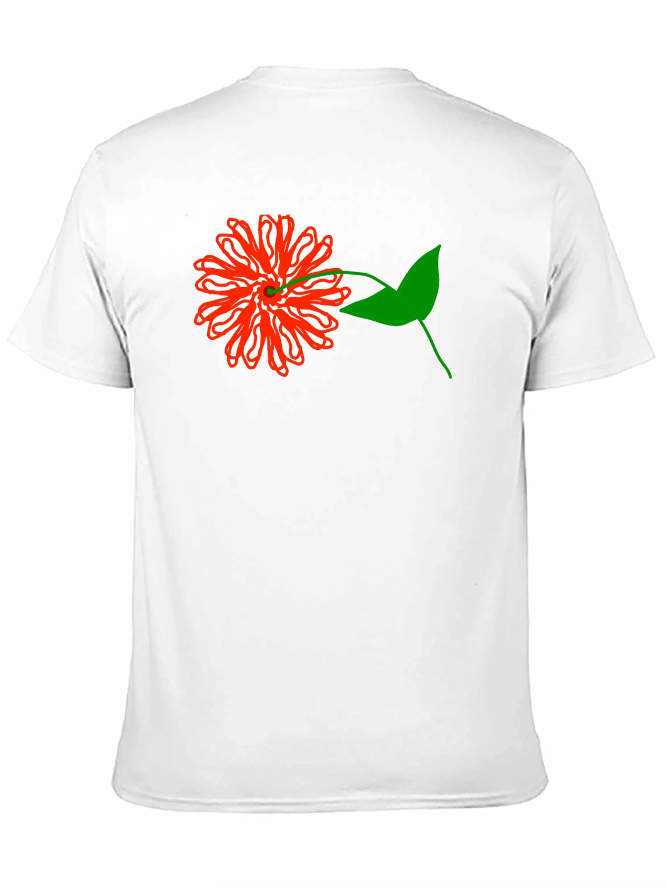 Red Flower Graphic Tee - Black Cotton T-Shirt