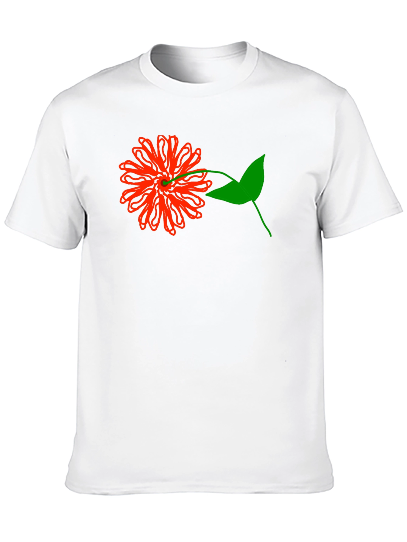 Red Flower Graphic Tee - Black Cotton T-Shirt