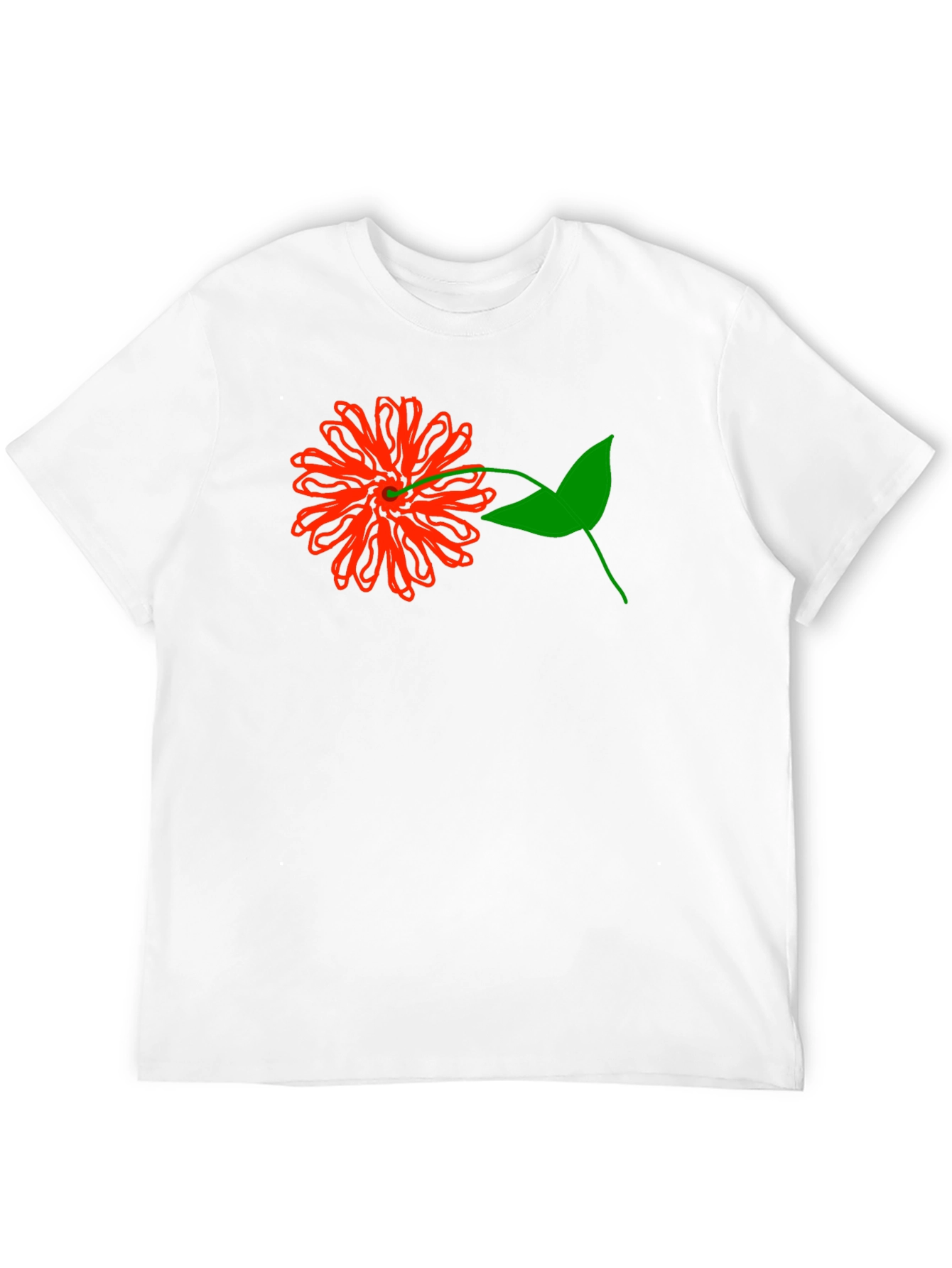 Red Flower Graphic Tee - Black Cotton T-Shirt