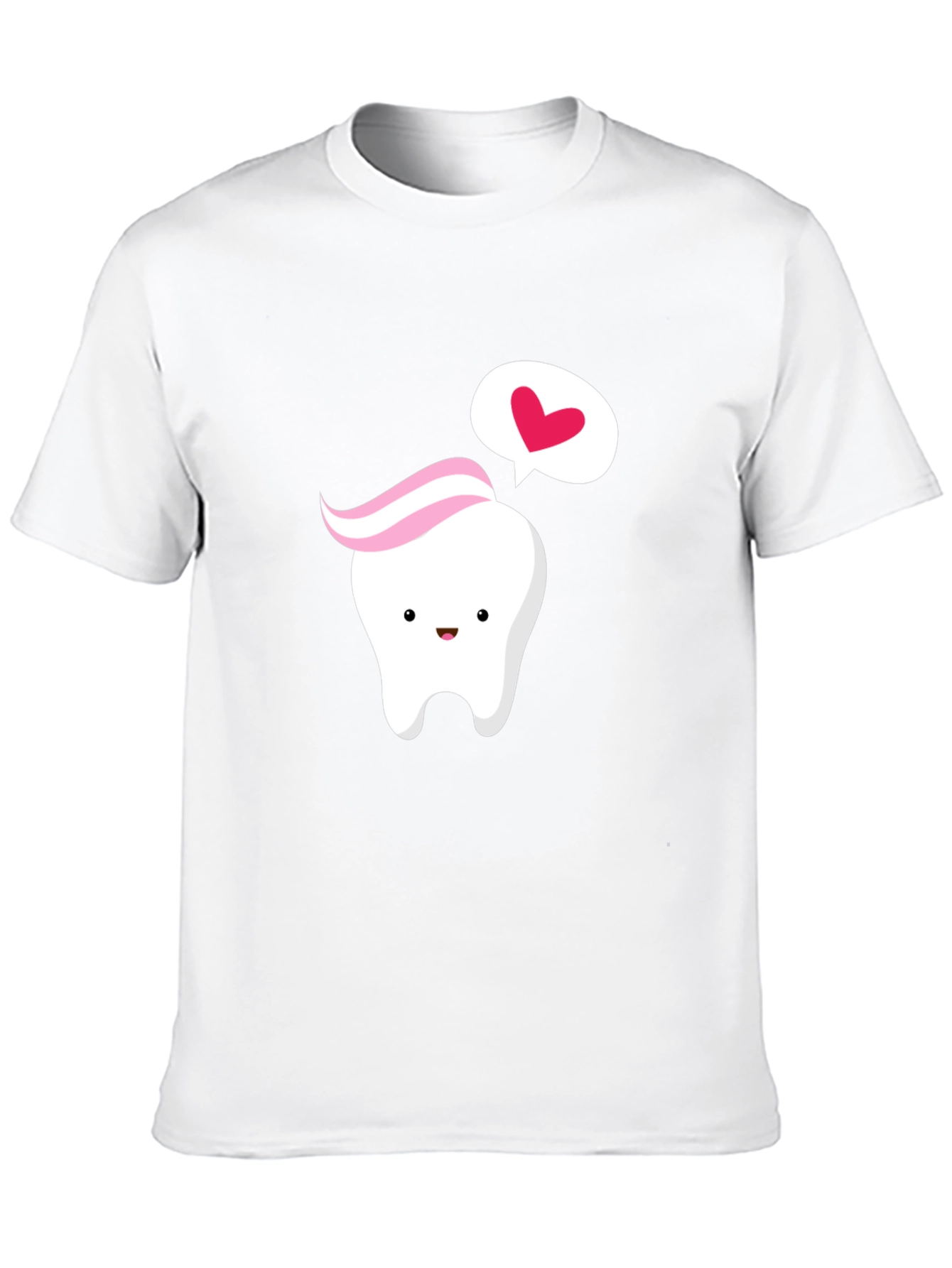 Cute Tooth with Paste Heart Black T-Shirt