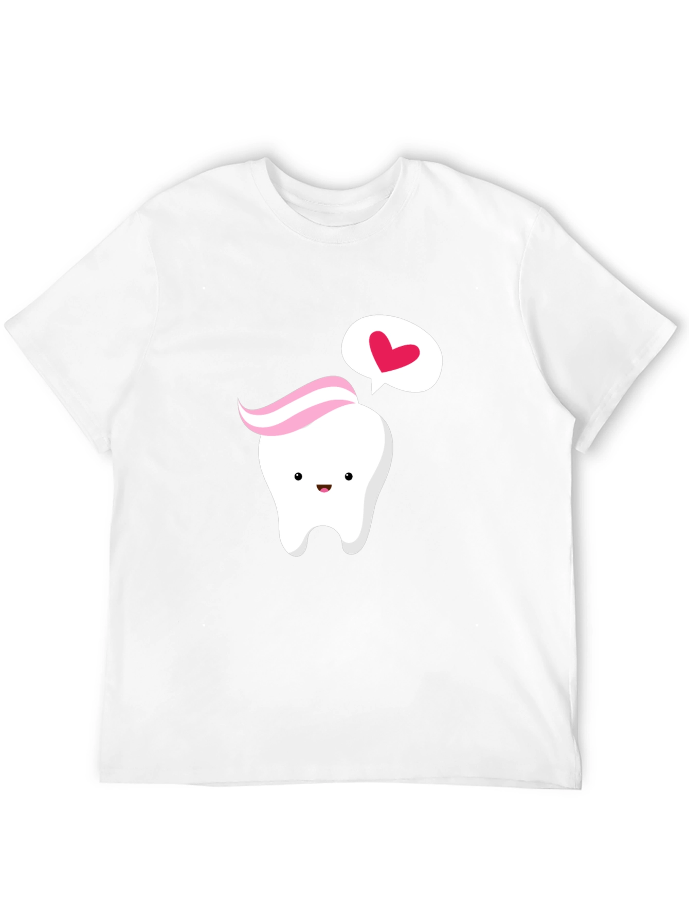 Cute Tooth with Paste Heart Black T-Shirt