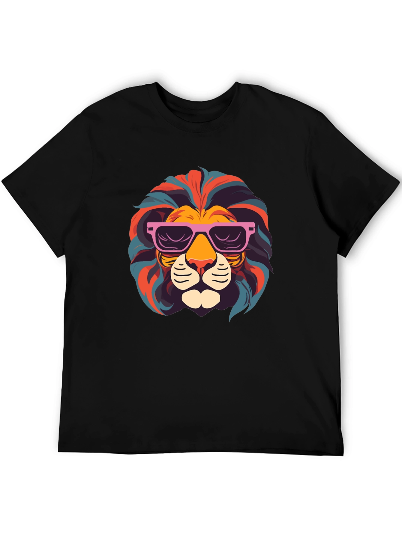 Cool Lion Graphic T-Shirt - Black Crew Neck Tee