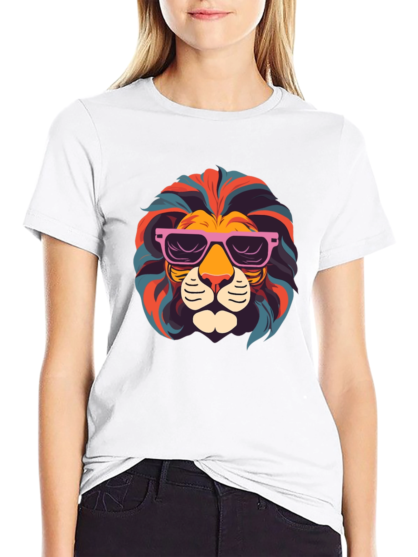Cool Lion Graphic T-Shirt - Black Crew Neck Tee