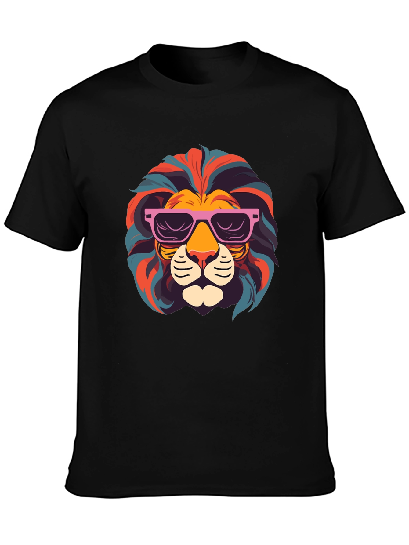 Cool Lion Graphic T-Shirt - Black Crew Neck Tee