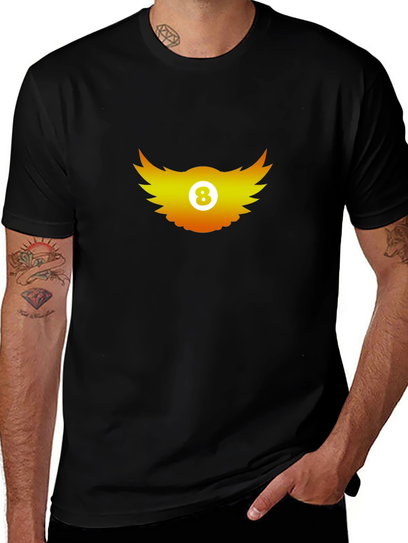 Winged 8-Ball Graphic Tee - Black