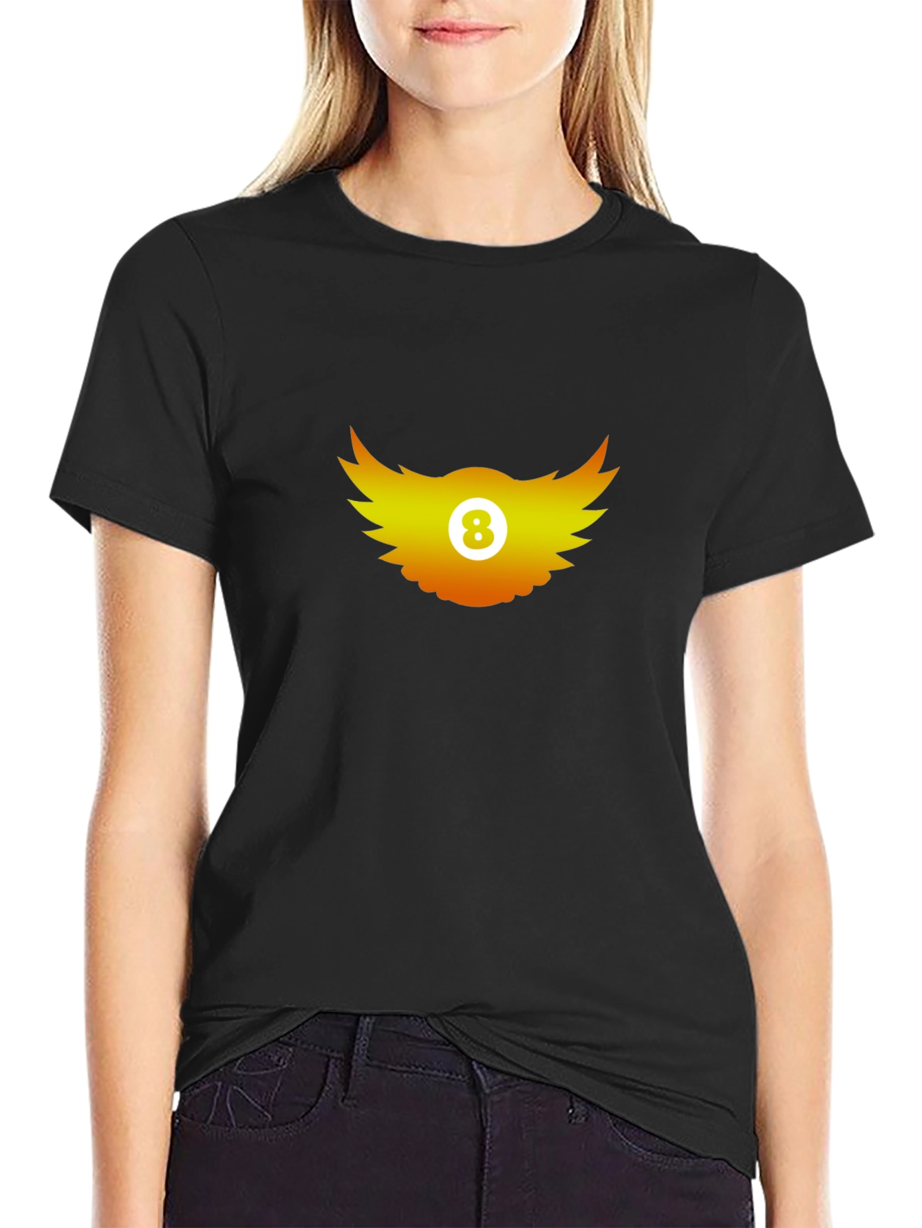 Winged 8-Ball Graphic Tee - Black
