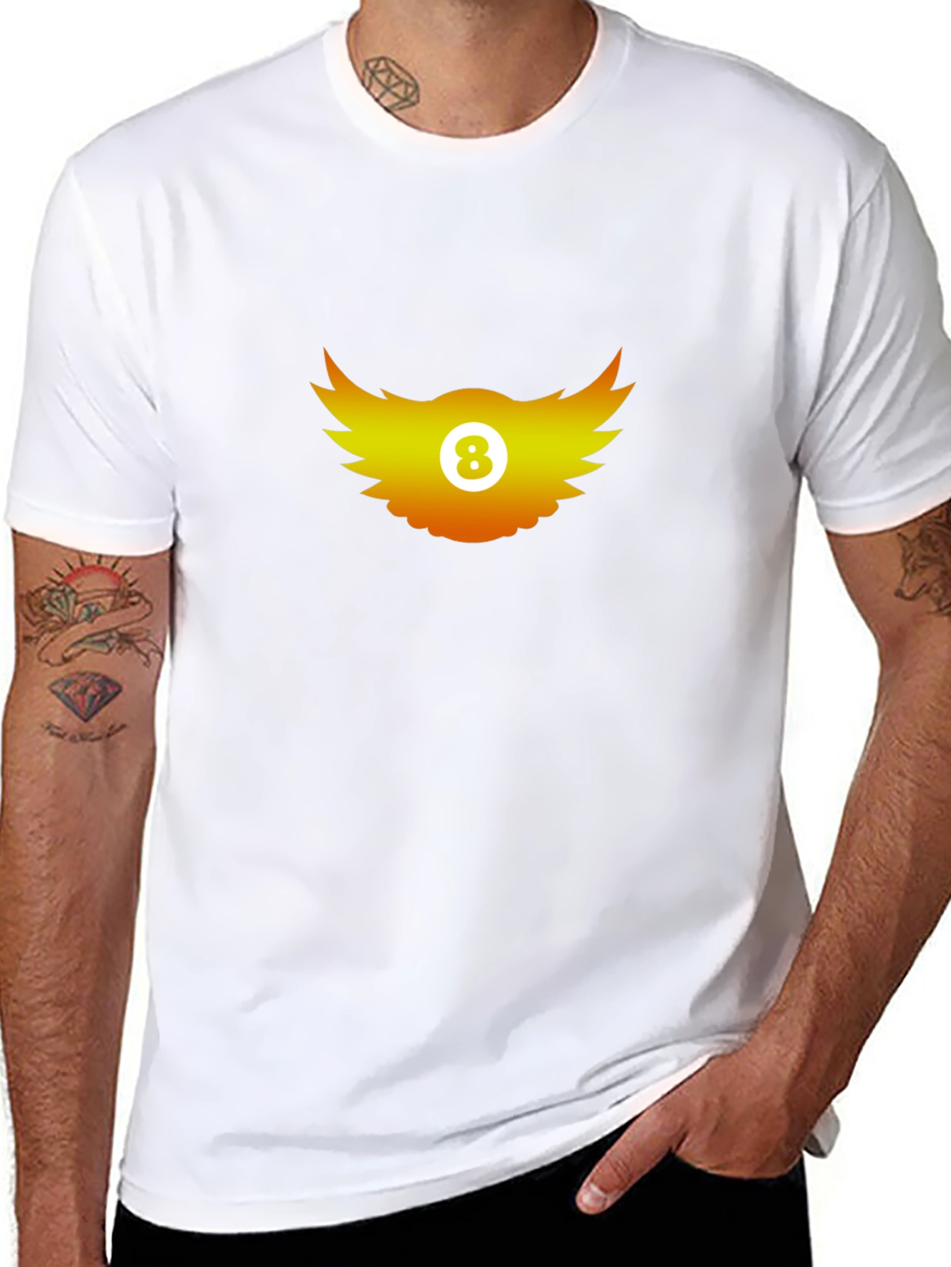 Winged 8-Ball Graphic Tee - Black