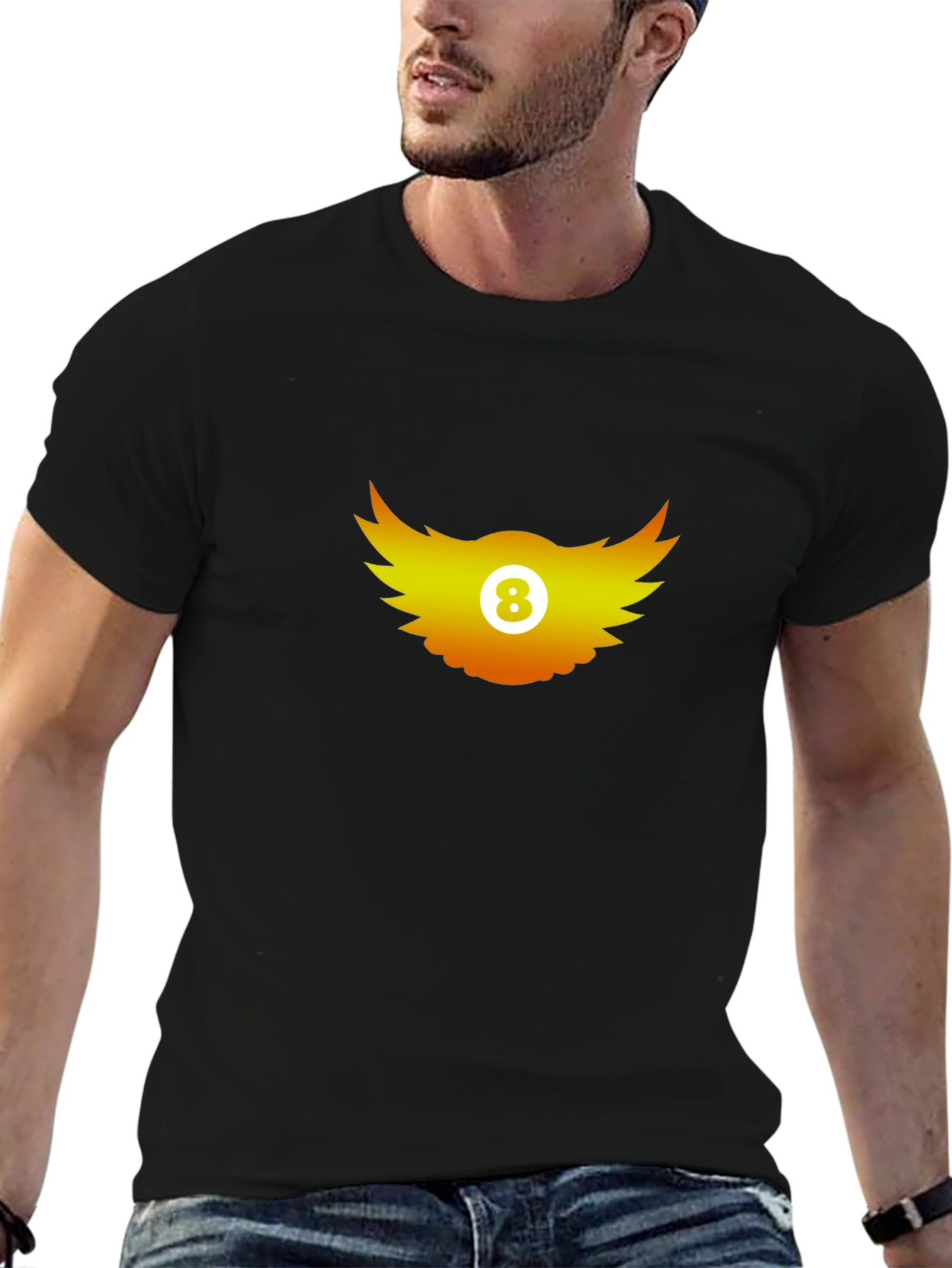 Winged 8-Ball Graphic Tee - Black