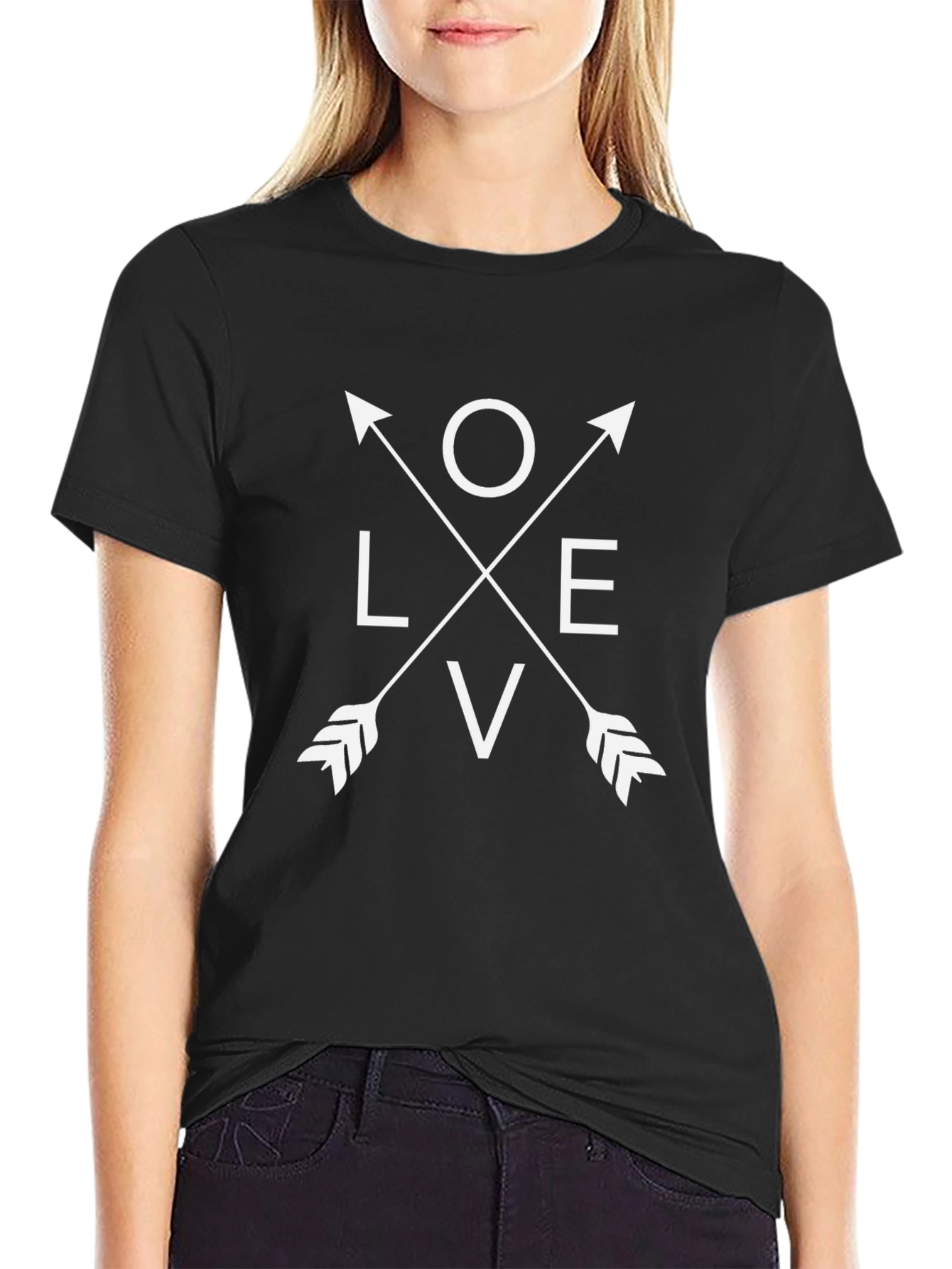 Love Arrow Graphic Black T-Shirt