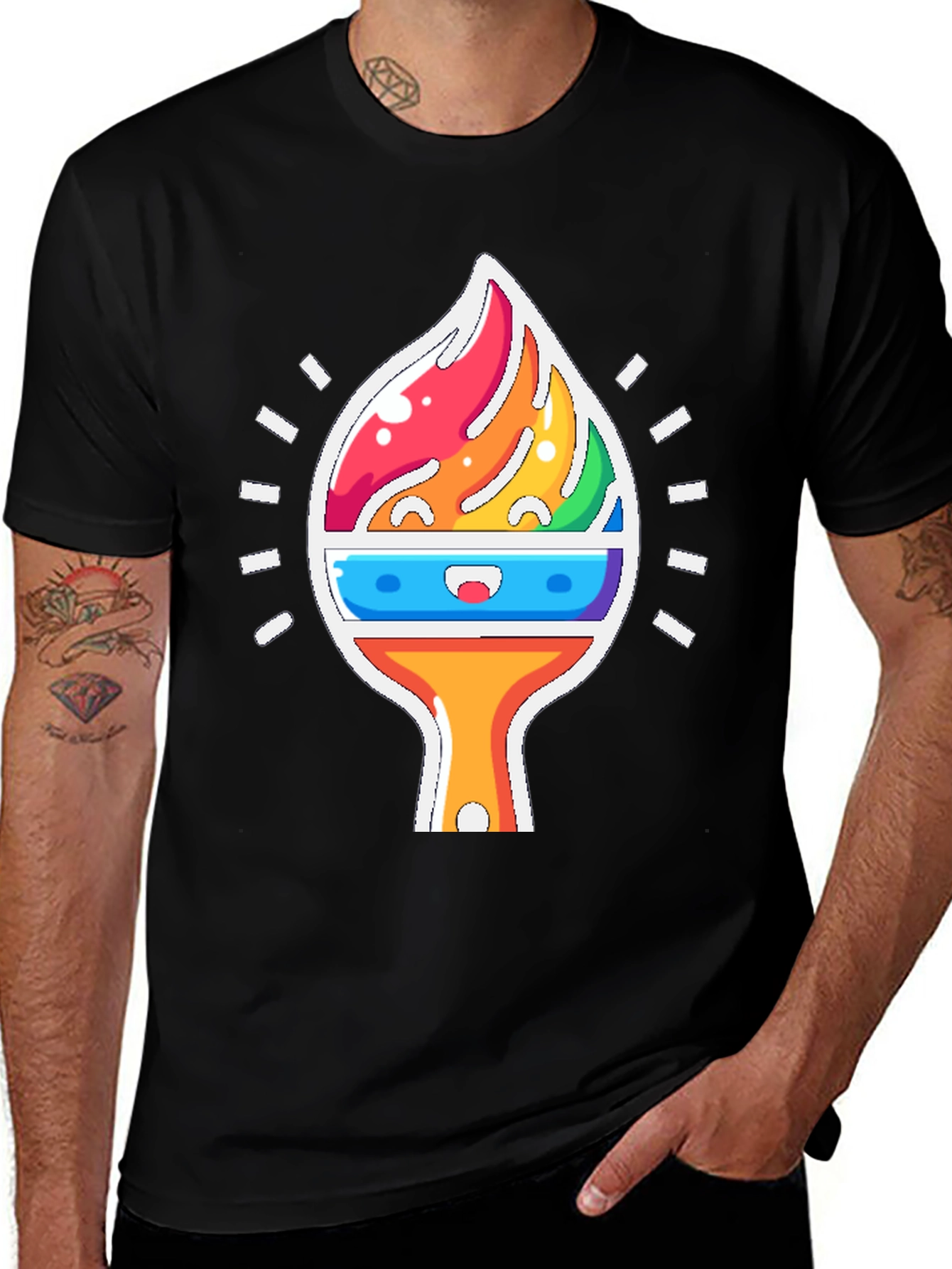 Rainbow Brushstroke Graphic Tee