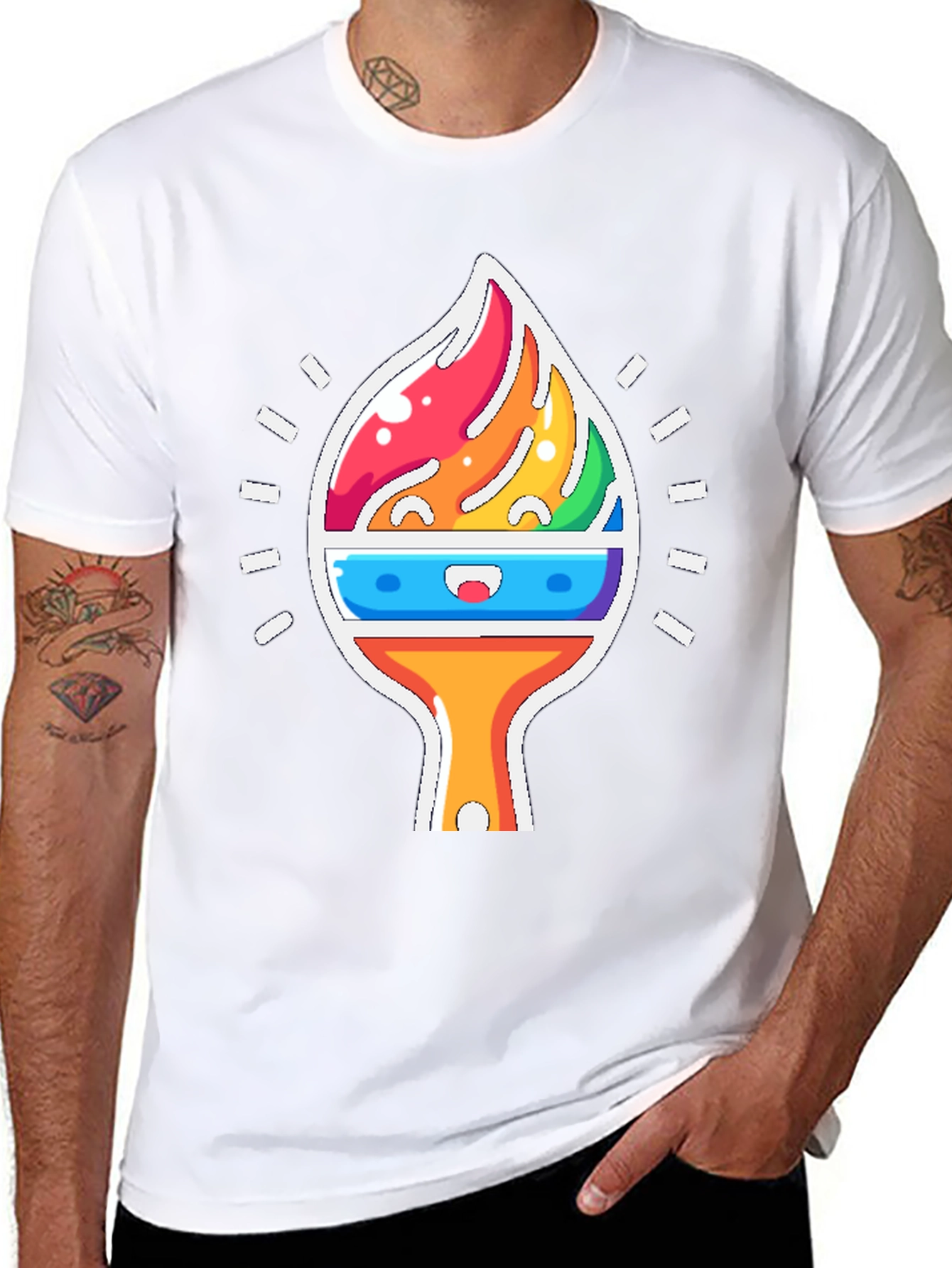 Rainbow Brushstroke Graphic Tee